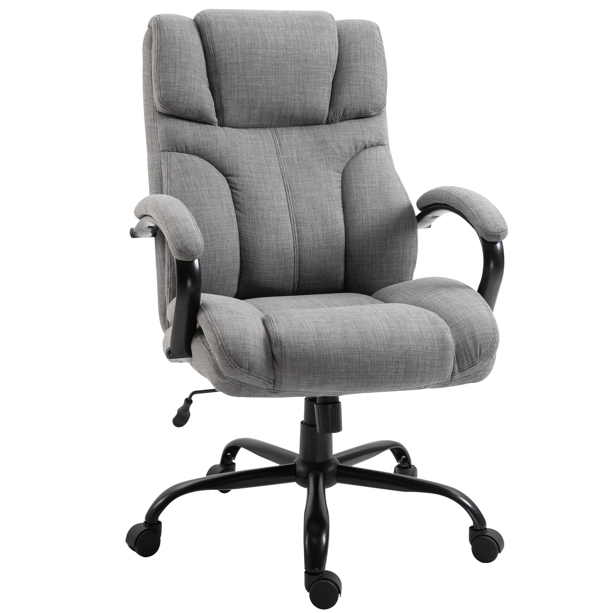 500lbs Big and Tall Office Chair with Wide Seat, Ergonomic Executive Computer Chair with Adjustable Height, Swivel Wheels and Linen Finish, Light Grey