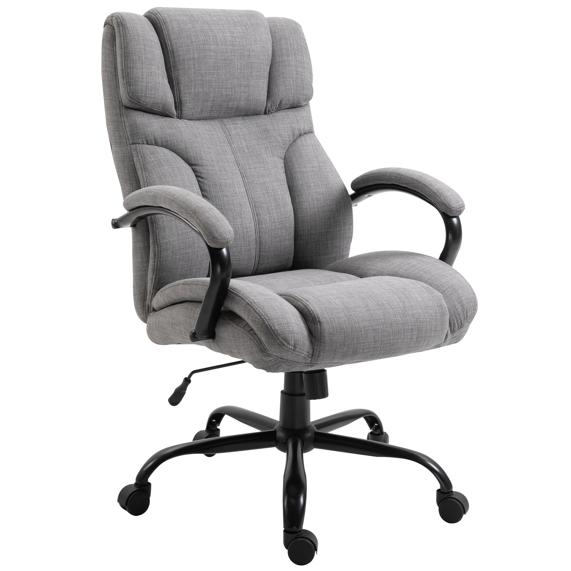 500lbs Big and Tall Office Chair with Wide Seat, Ergonomic Executive Computer Chair with Adjustable Height, Swivel Wheels and Linen Finish, Light Grey