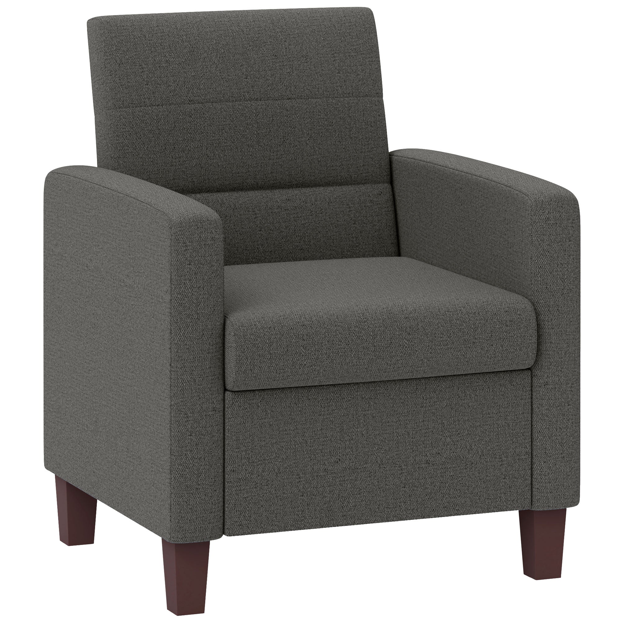 HOMCOM Modern Armchair, Fabric Accent Chair with Seat Cushion and Non-Slip Pads for Living Room, Bedroom, Dark Grey