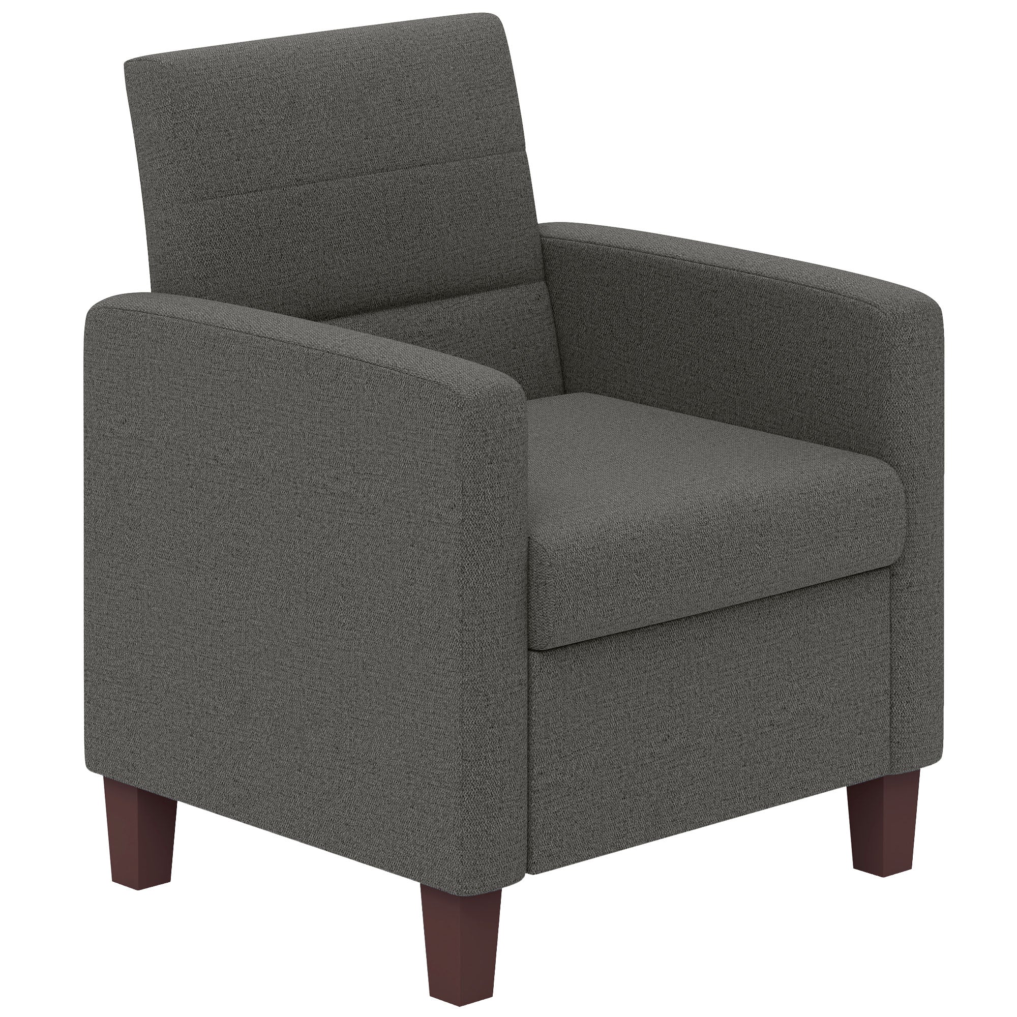 HOMCOM Modern Armchair, Fabric Accent Chair with Seat Cushion and Non-Slip Pads for Living Room, Bedroom, Dark Grey