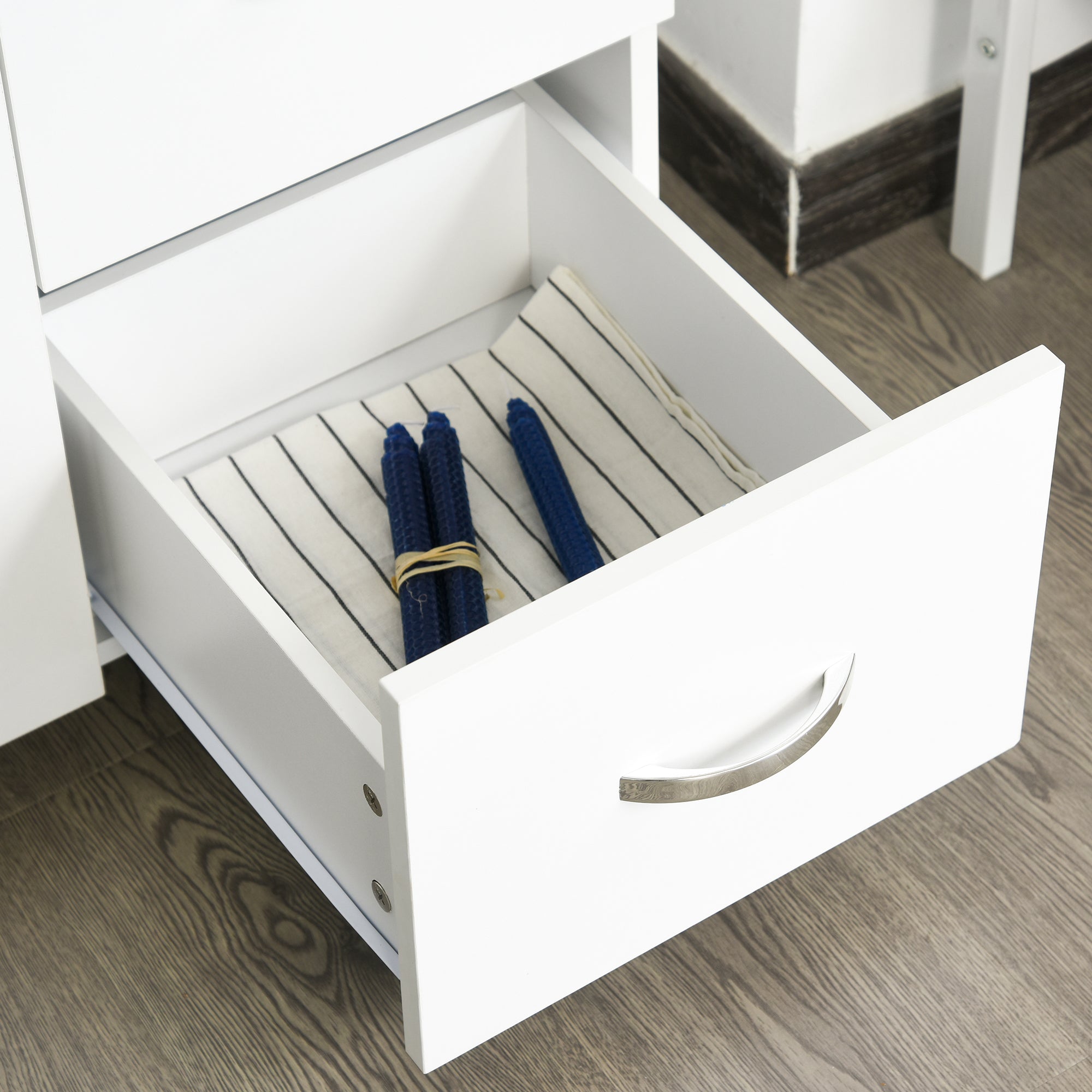 Kitchen Cupboard, 183cm Tall Storage Cabinet with Countertop, Sideboard with 3 Small Drawers, Flip Up Top Door, 3 Cabinet Doors and Open Shelves, 100W x 39.5D x 183.5H cm, White
