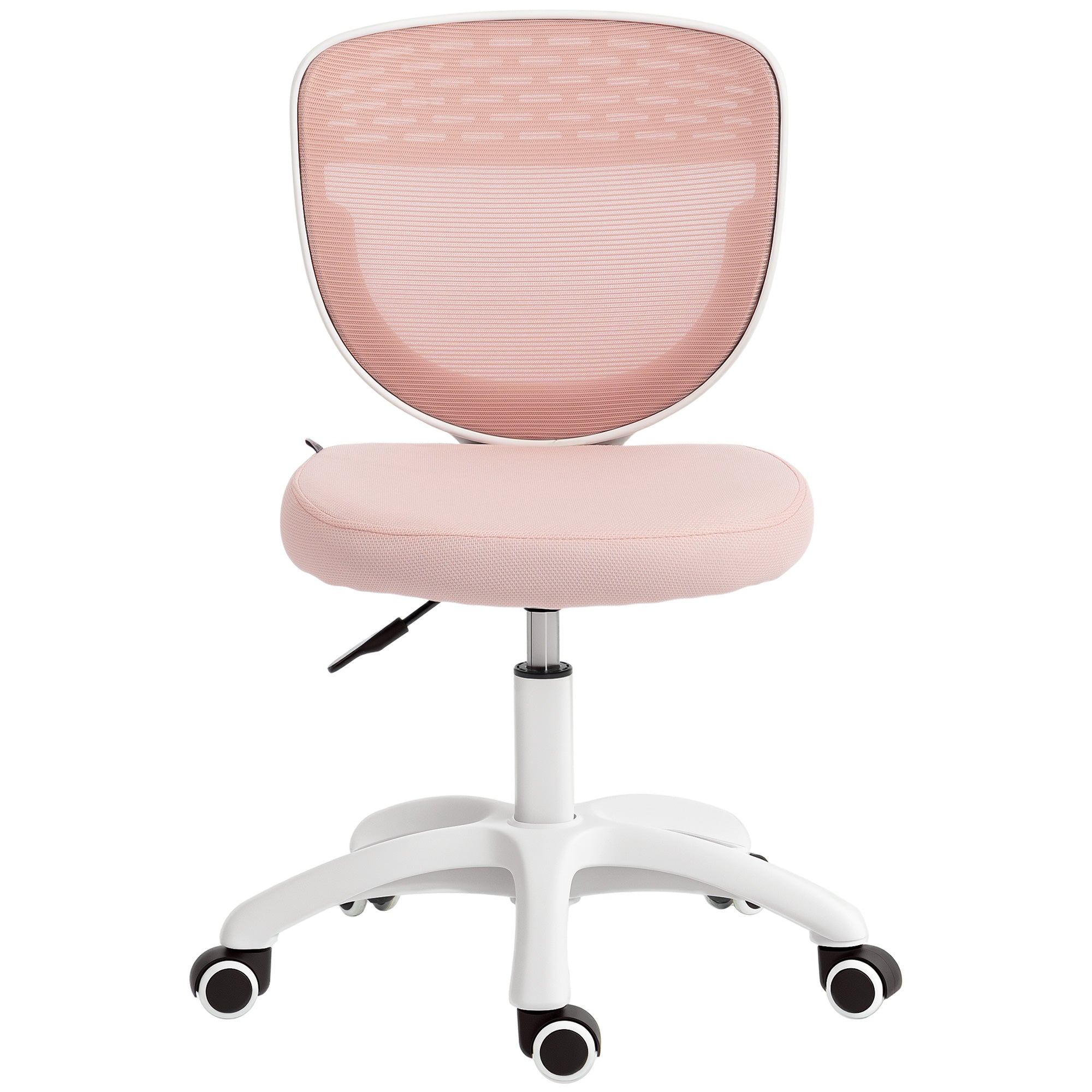 Ergonomic Office Chair, Armless Computer Desk Chair with Breathable Mesh Back, Padded Seat and Swivel Wheels, Adjustable Height for Home Office Study Bedroom, Pink