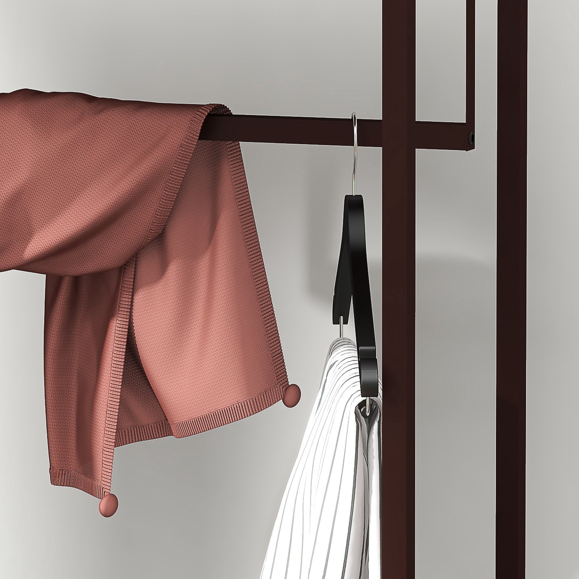 Free Standing Clothes Rail with 3 Fabric Drawers and Storage Shelves, Garment Rack, Hanging Rail for Hallway, Bedroom and Living Room, Rustic Brown