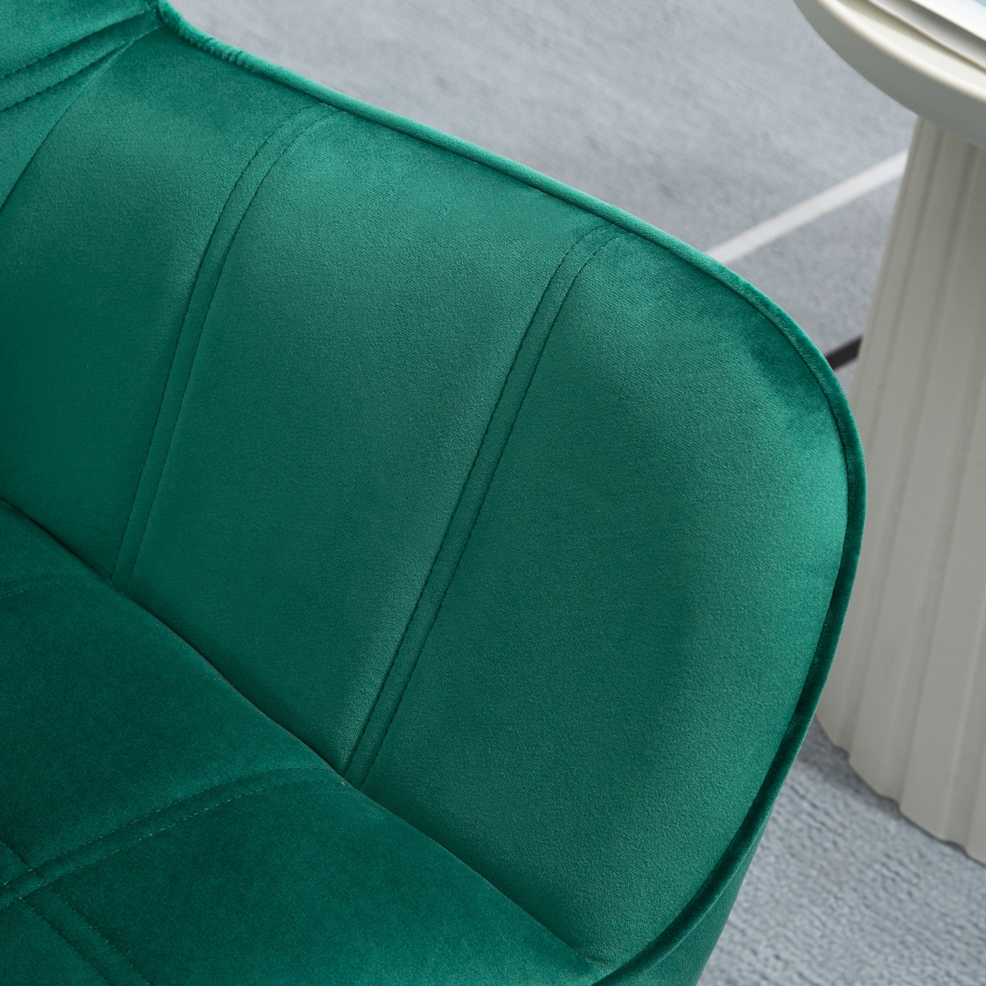 HOMCOM Armchair Accent Chair, Vanity Chair with Wide Arms, Slanted Back, Padding, Metal Frame, Wooden Legs, Home Bedroom Furniture Seating, Green