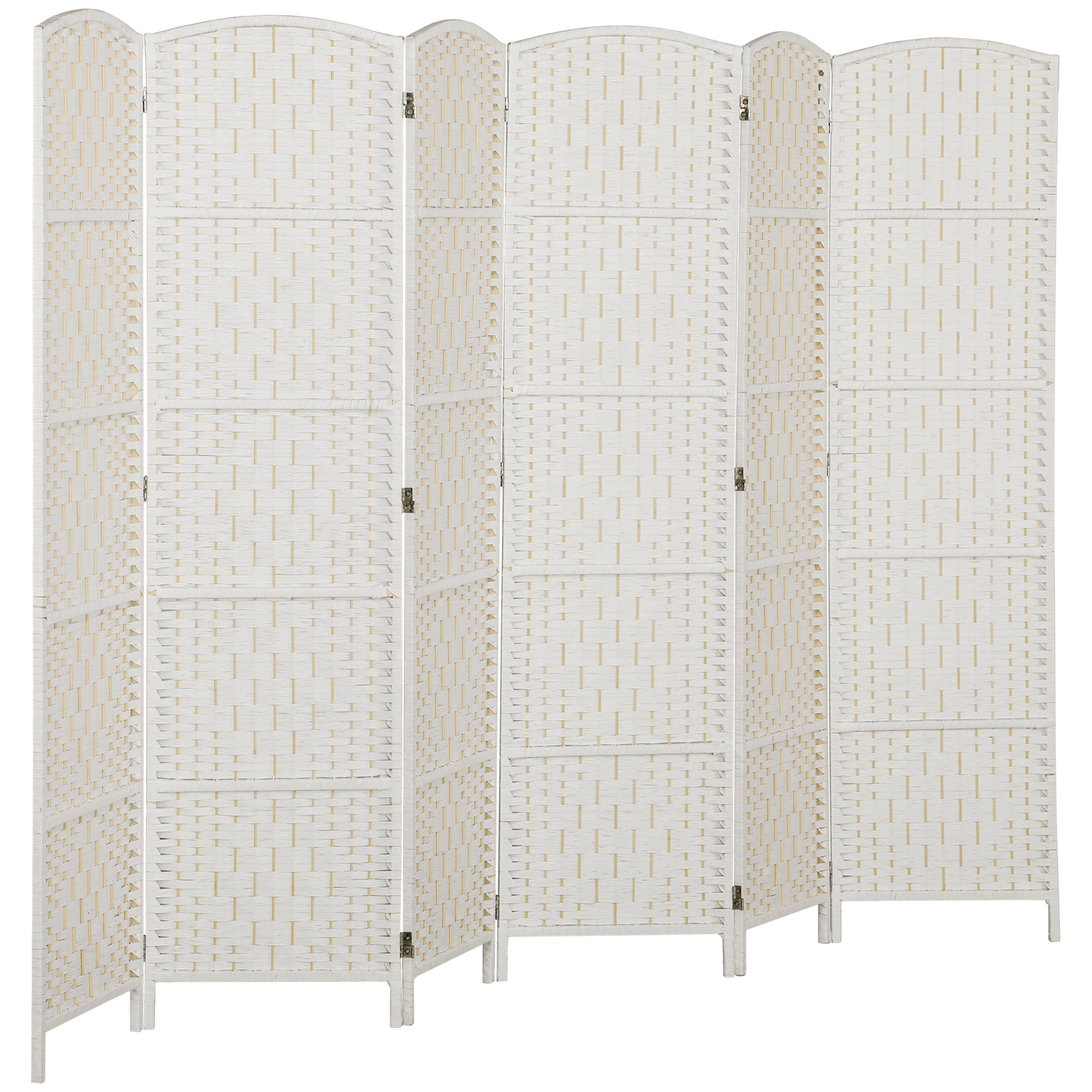 6 Panels Room Divider, 6 Ft Tall Indoor Portable Folding Privacy Screens, Hand-Woven Double Hinged Freestanding Partition Wall Divider for Home Office, Natural
