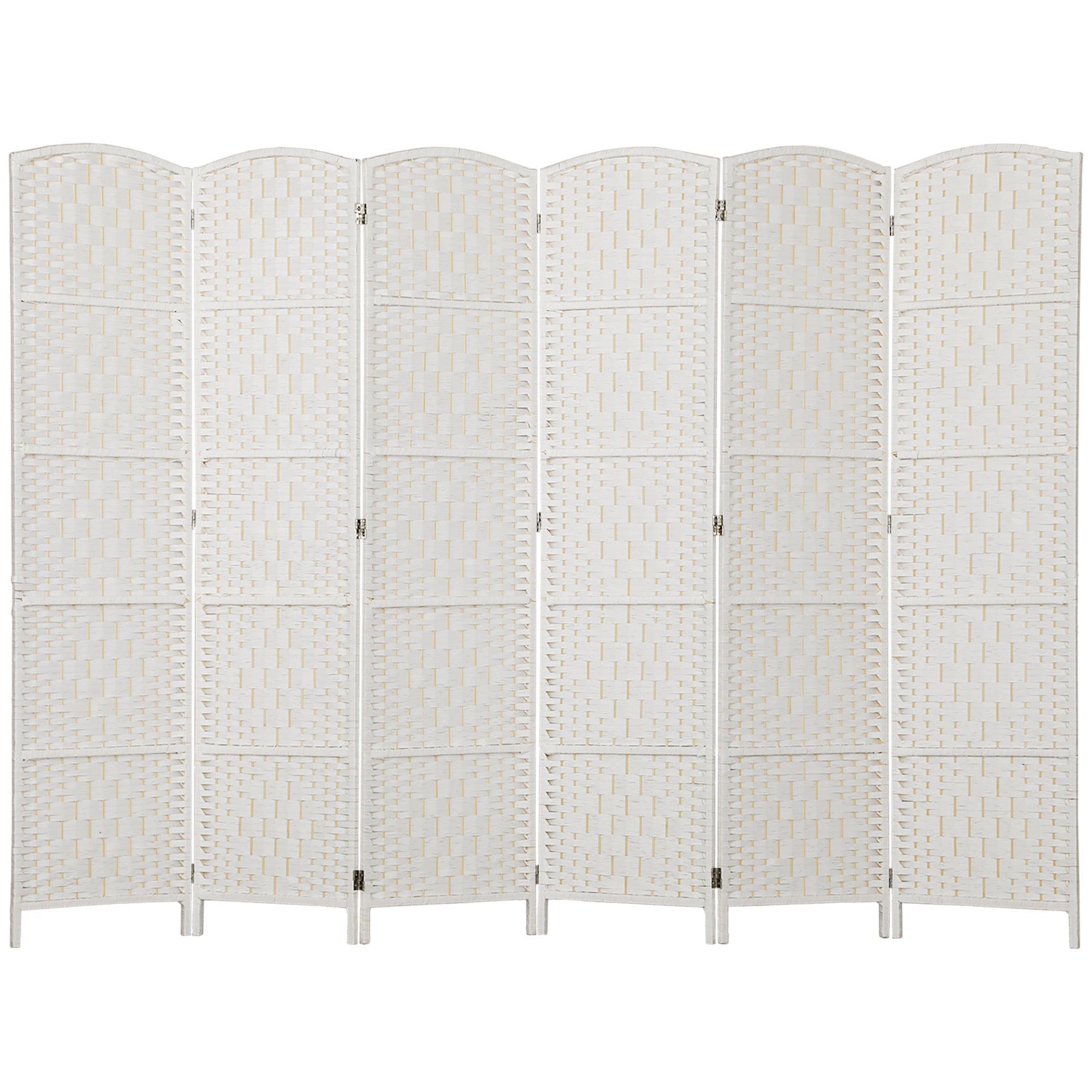6 Panels Room Divider, 6 Ft Tall Indoor Portable Folding Privacy Screens, Hand-Woven Double Hinged Freestanding Partition Wall Divider for Home Office, Natural