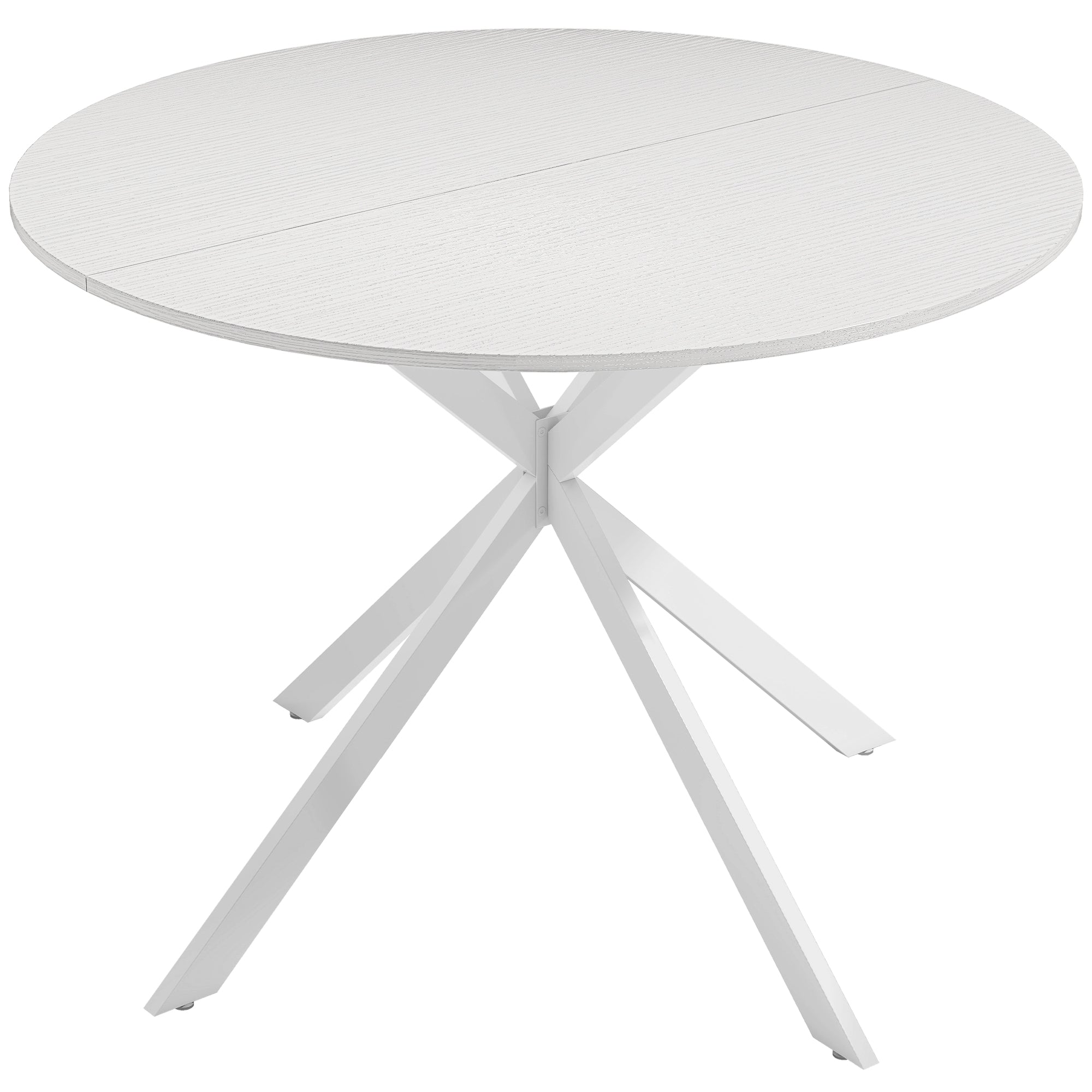 Round Dining Table for 4, 40" Industrial Kitchen Table with Steel Legs for Dining Room, White Oak