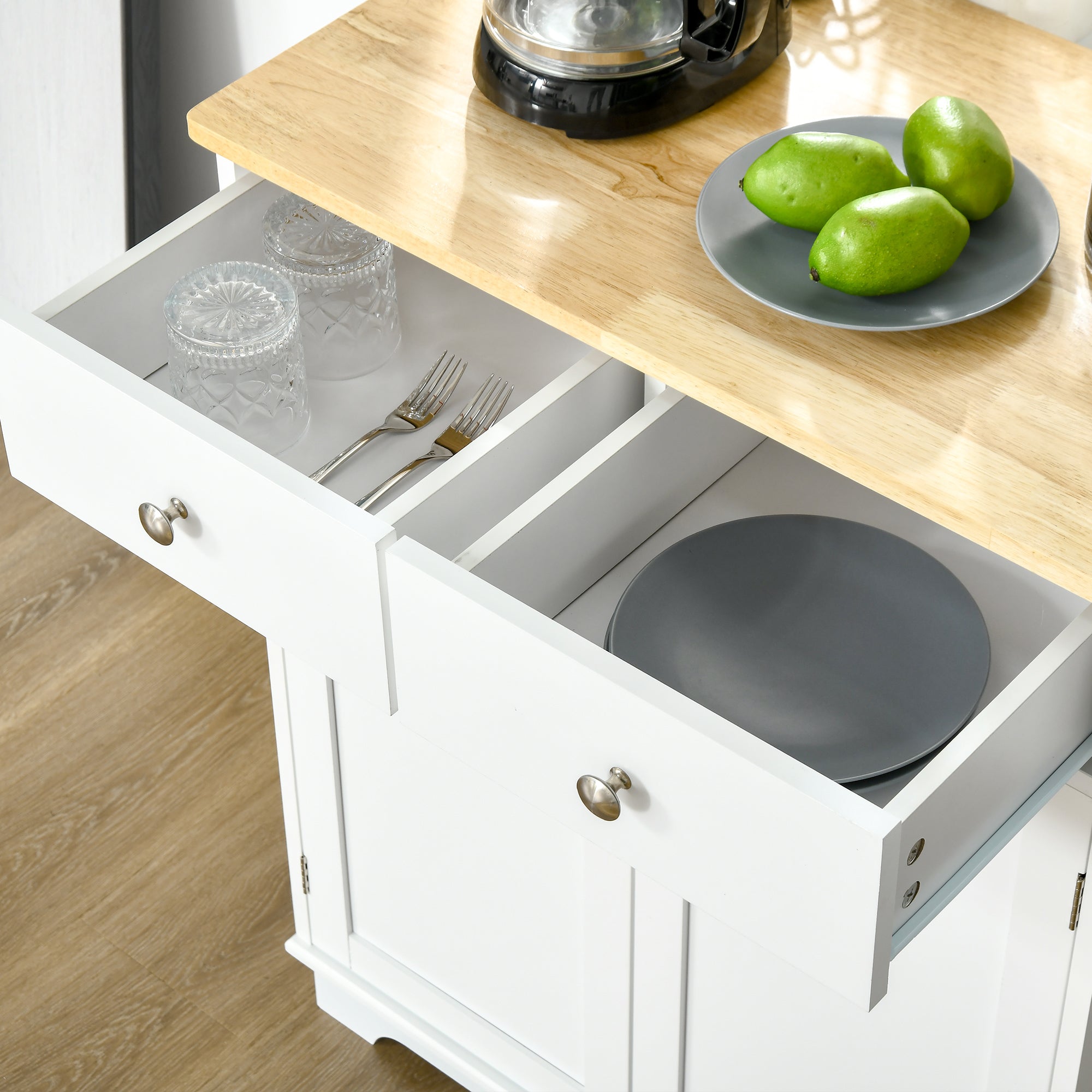 Kitchen Storage Cabinet, Sideboard Floor Cupboard Distressed White