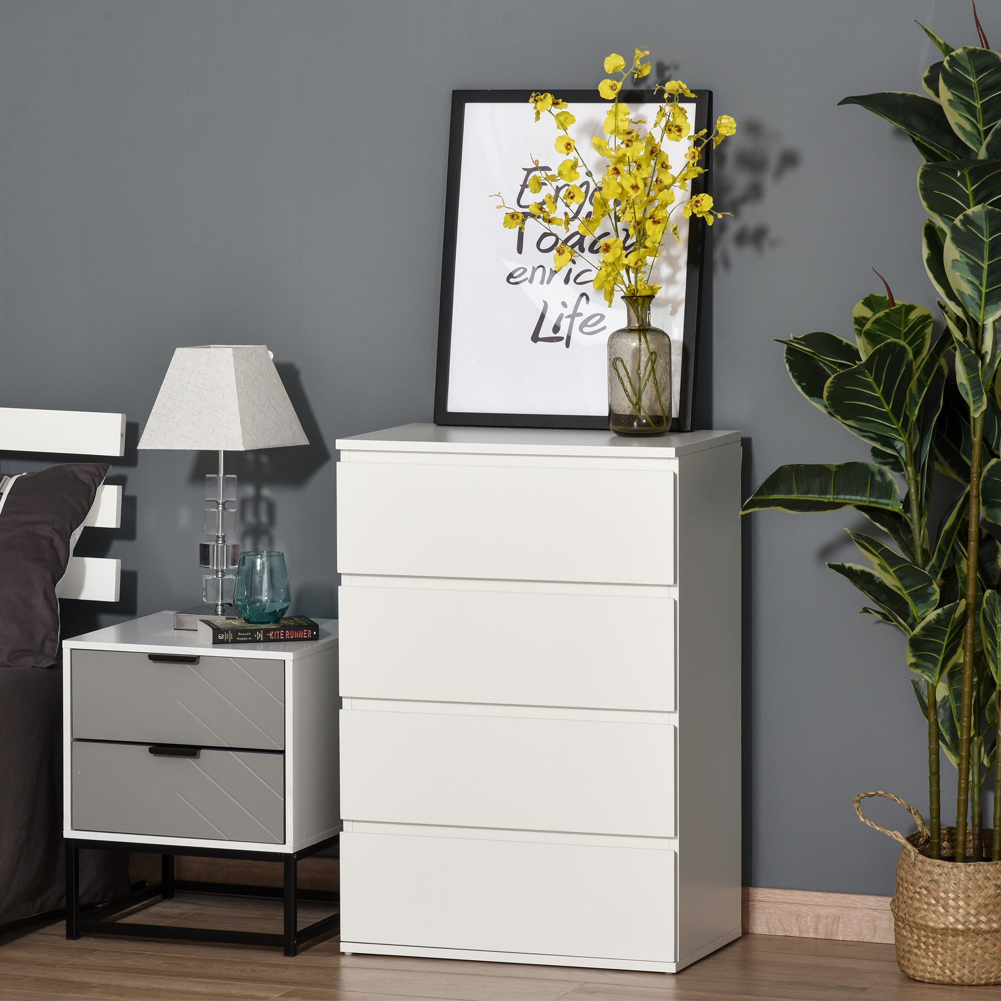 HOMCOM Chest of Drawer, 4 Drawers Storage Cabinet Freestanding Drawer Unit for Bedroom, White