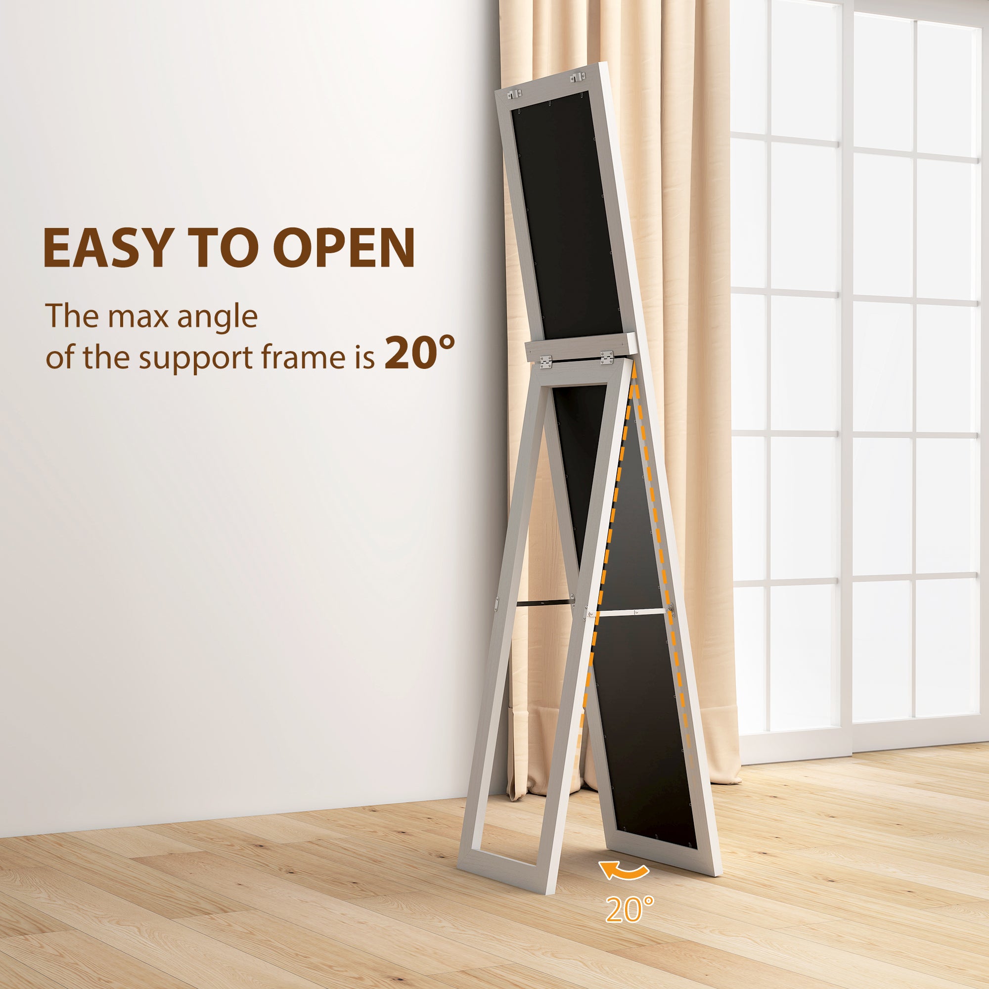 61" x 15" Full Length Mirror with Frame, Rectangular Full Body Mirror for Bedroom, Living Room, Standing Hanging or Leaning Against Wall, White