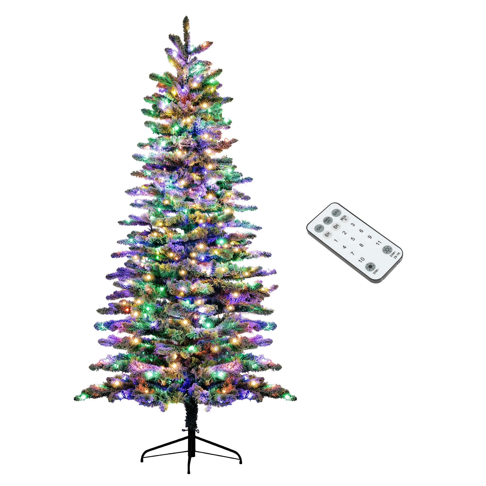 7.5ft Snow Flocked Artificial Christmas Tree Pre Lit with 500 LED Lights and 1264 Branch Tips Green