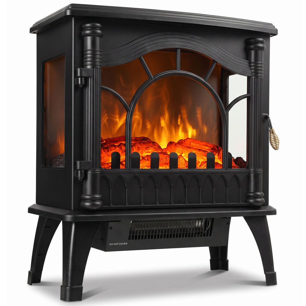 Electric Fireplace 1000W/2000W, Freestanding Decorative Heater with Adjustable Temperature, Low Energy Consumption, Overheat Protection, 3D Flame Effect for Living Room, 161-323 sq ft, Black