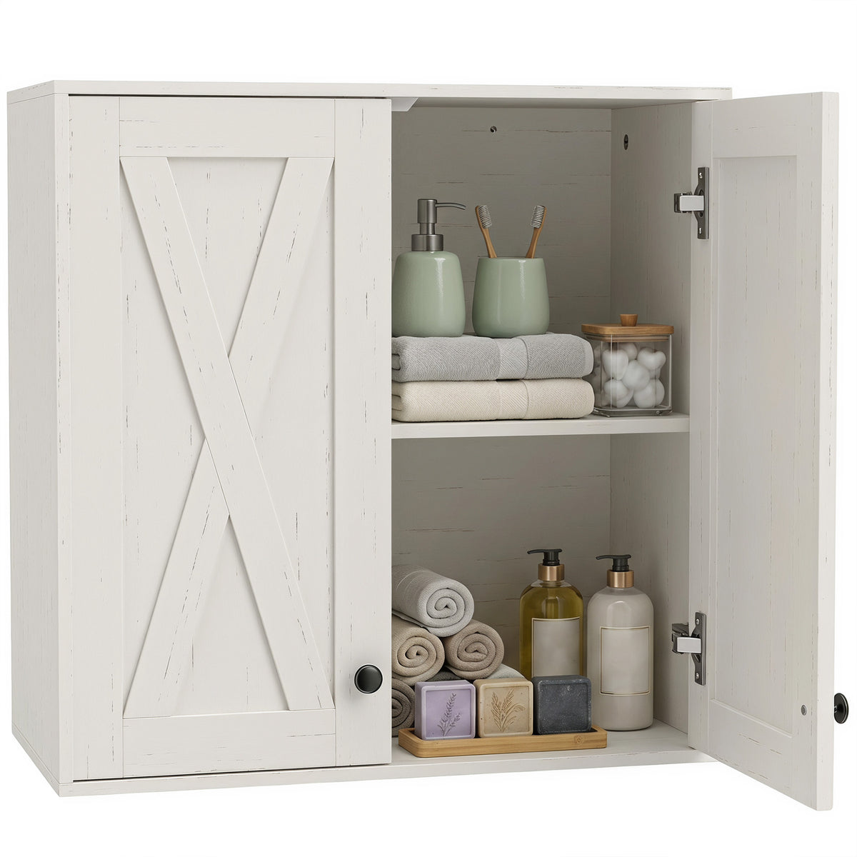 Bathroom Wall Cabinet, Modern Medicine Cabinet Wall Mounted, Over The Toilet Space Saver with Double Doors and Adjustable Storage for Toilet, Washroom, White