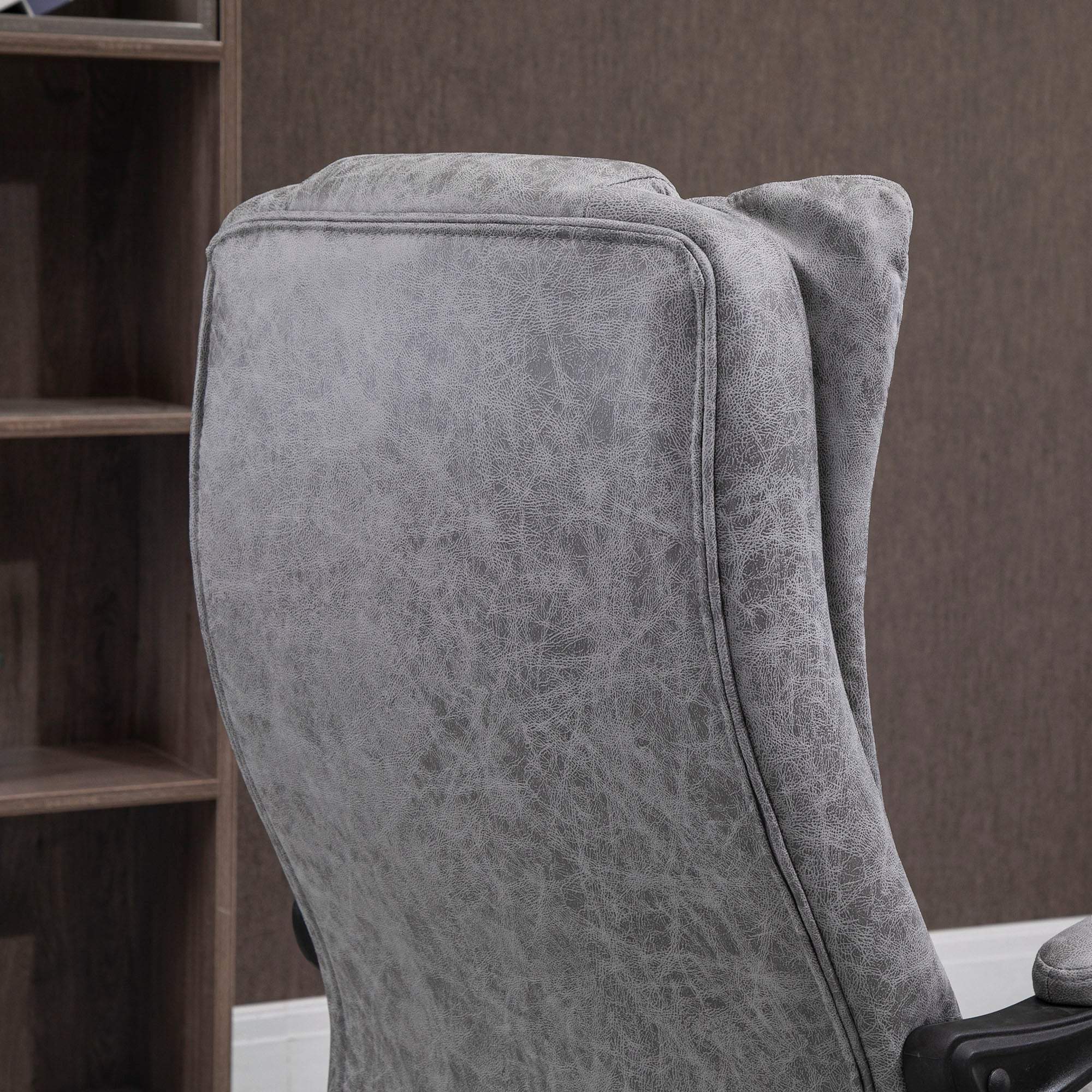 Vinsetto Office Chair, Microfibre Reclining Computer Desk Chair with Footrest and Adjustable Height, Swivel Wheels for Home Office, Grey