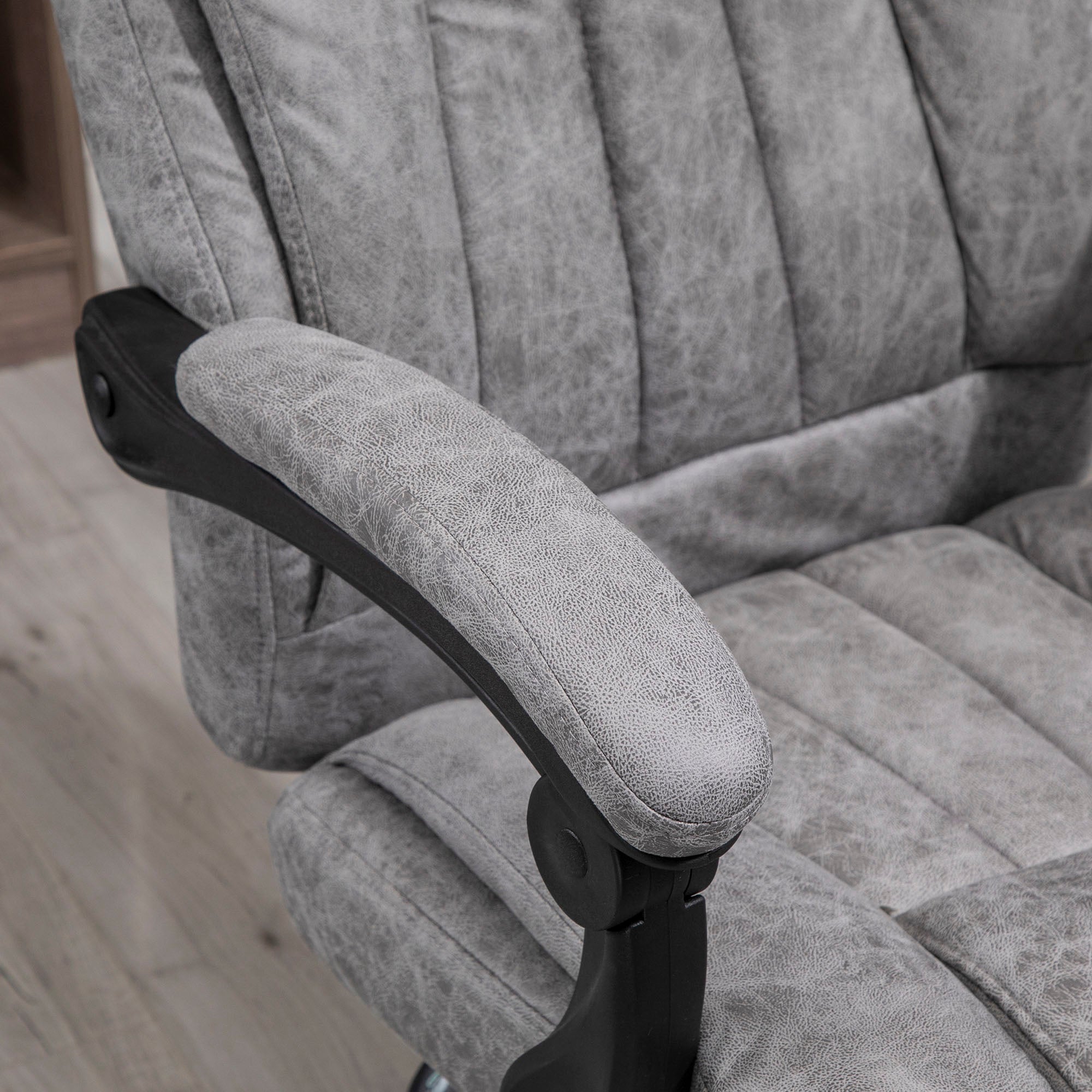 Vinsetto Office Chair, Microfibre Reclining Computer Desk Chair with Footrest and Adjustable Height, Swivel Wheels for Home Office, Grey