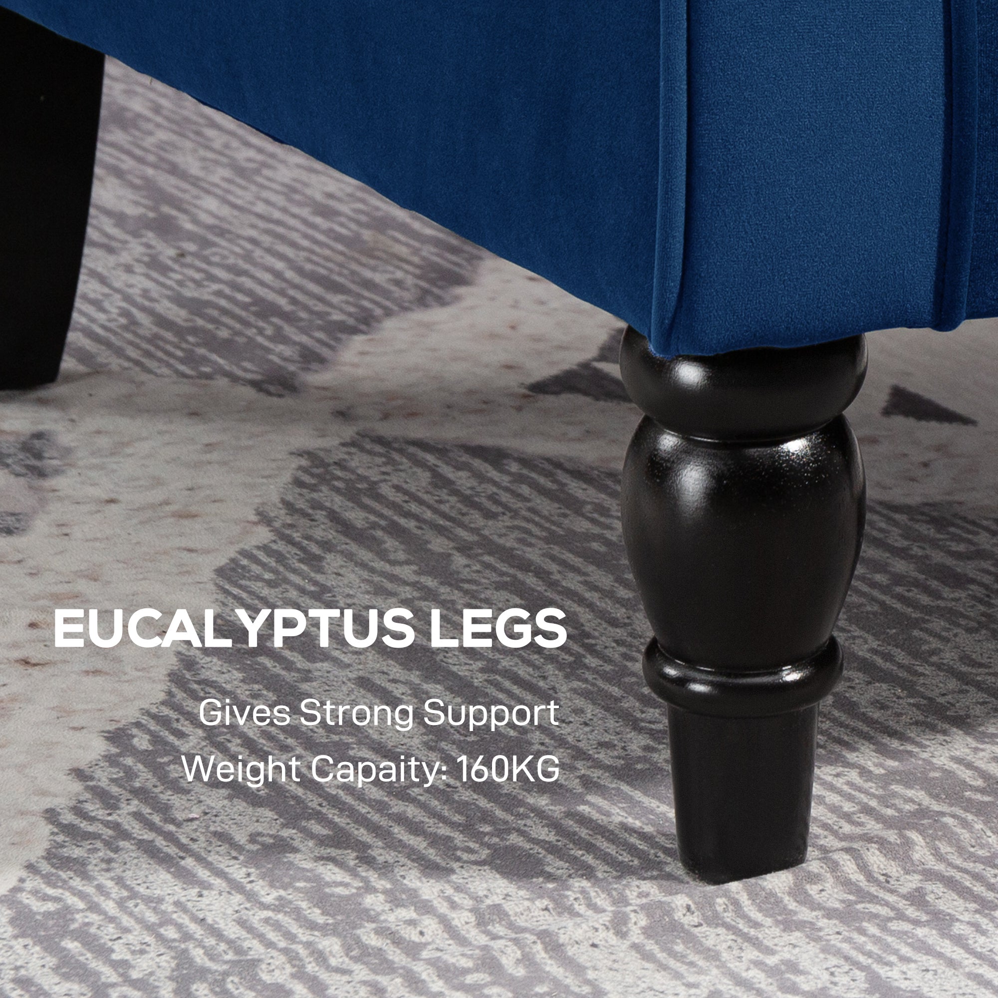 Retro Accent Chair, Velvet Wingback Armchair with Wood Frame Button Tufted Design for Living Room Bedroom, Blue