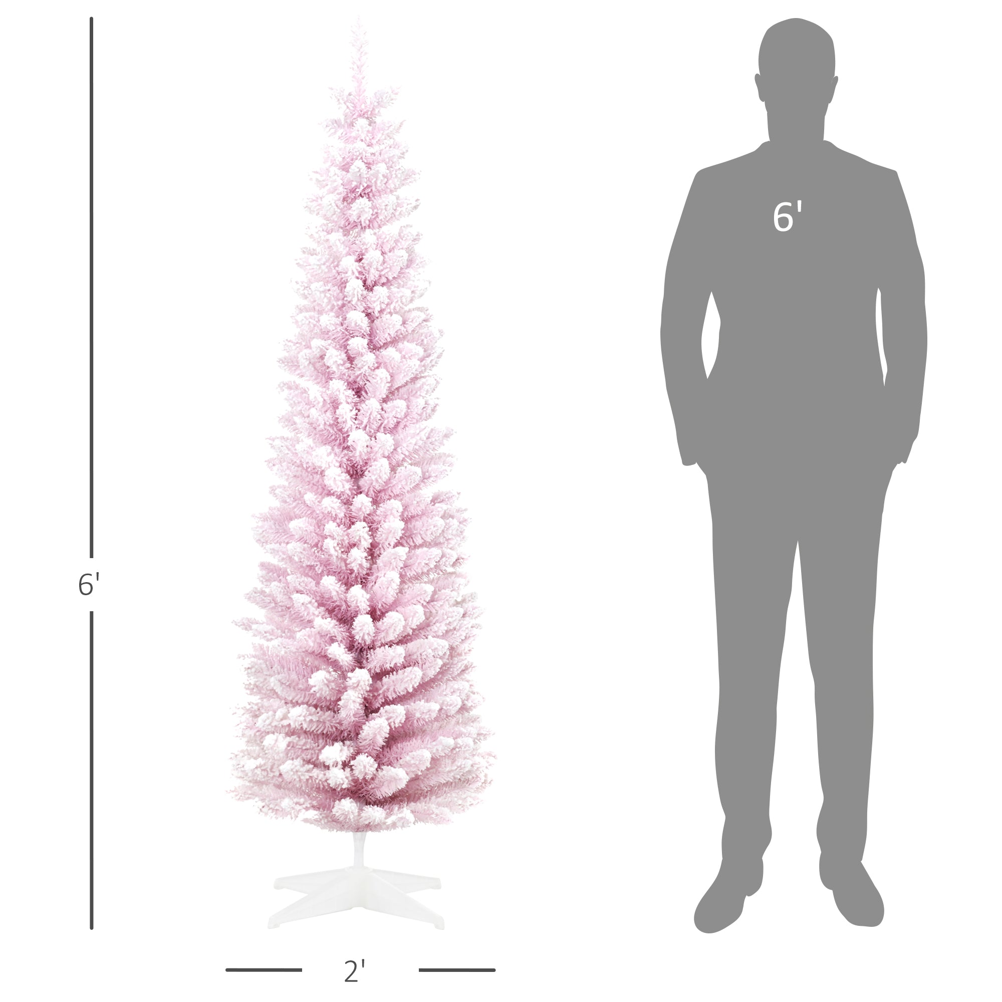 6' Unlit Snow Flocked Slim Christmas Tree Pink