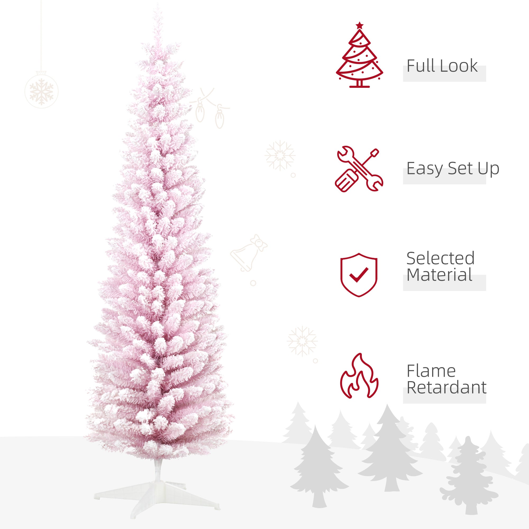 6' Unlit Snow Flocked Slim Christmas Tree Pink