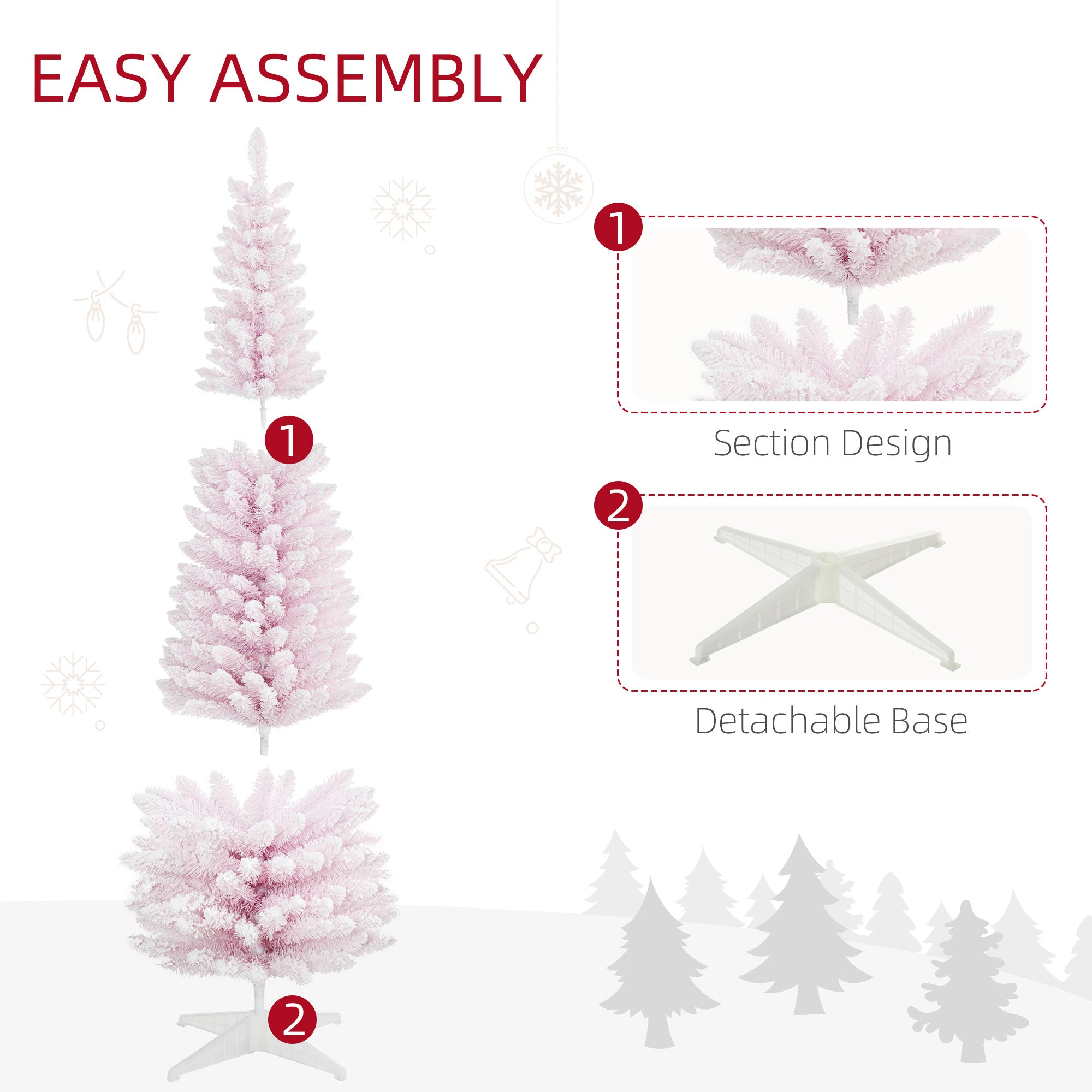 6' Unlit Snow Flocked Slim Christmas Tree Pink