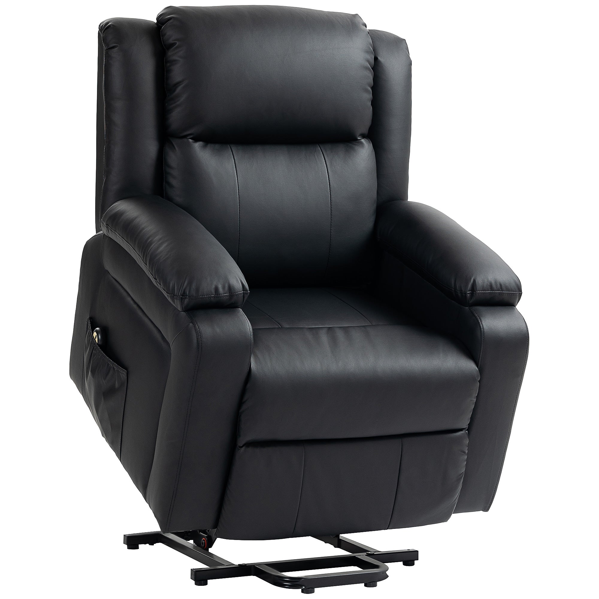 HOMCOM Power Lift Chair, PU Leather Upholstered Electric Recliner Chair for Seniors with Quick Assembly, Remote Control, Side Pockets, Black