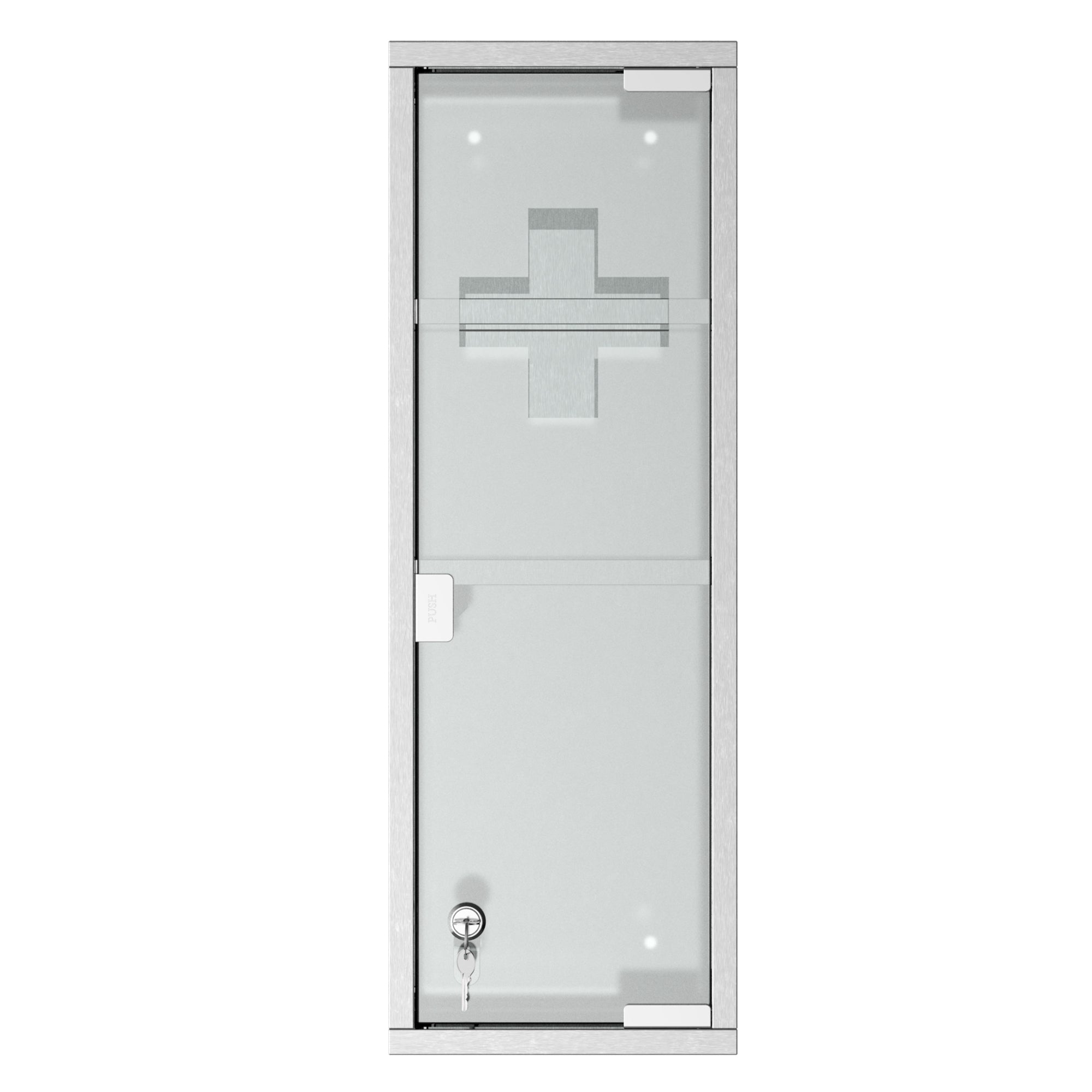 kleankin Wall Mount Medicine Cabinet, Bathroom Cabinet with 3 Tier Shelves, Stainless Steel Frame and Glass Door, Lockable with 2 Keys, Silver, 8" x 23"