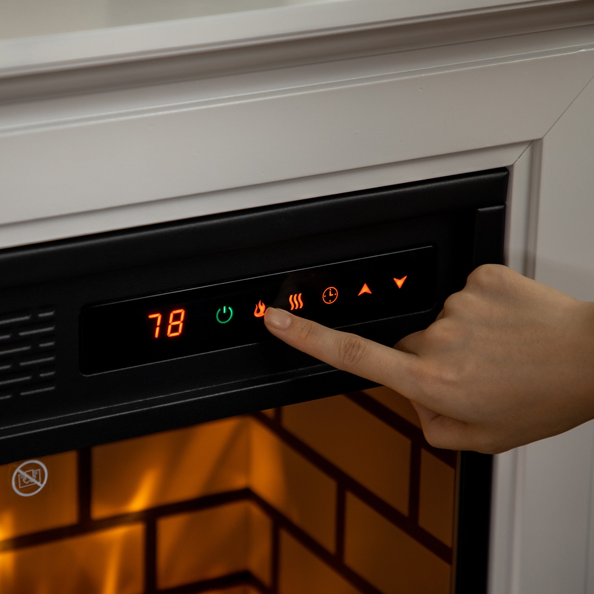 31" Electric Fireplace with Dimmable Flame Effect and Mantel, Freestanding Space Heater with Log Hearth and Remote Control, 1400W, White