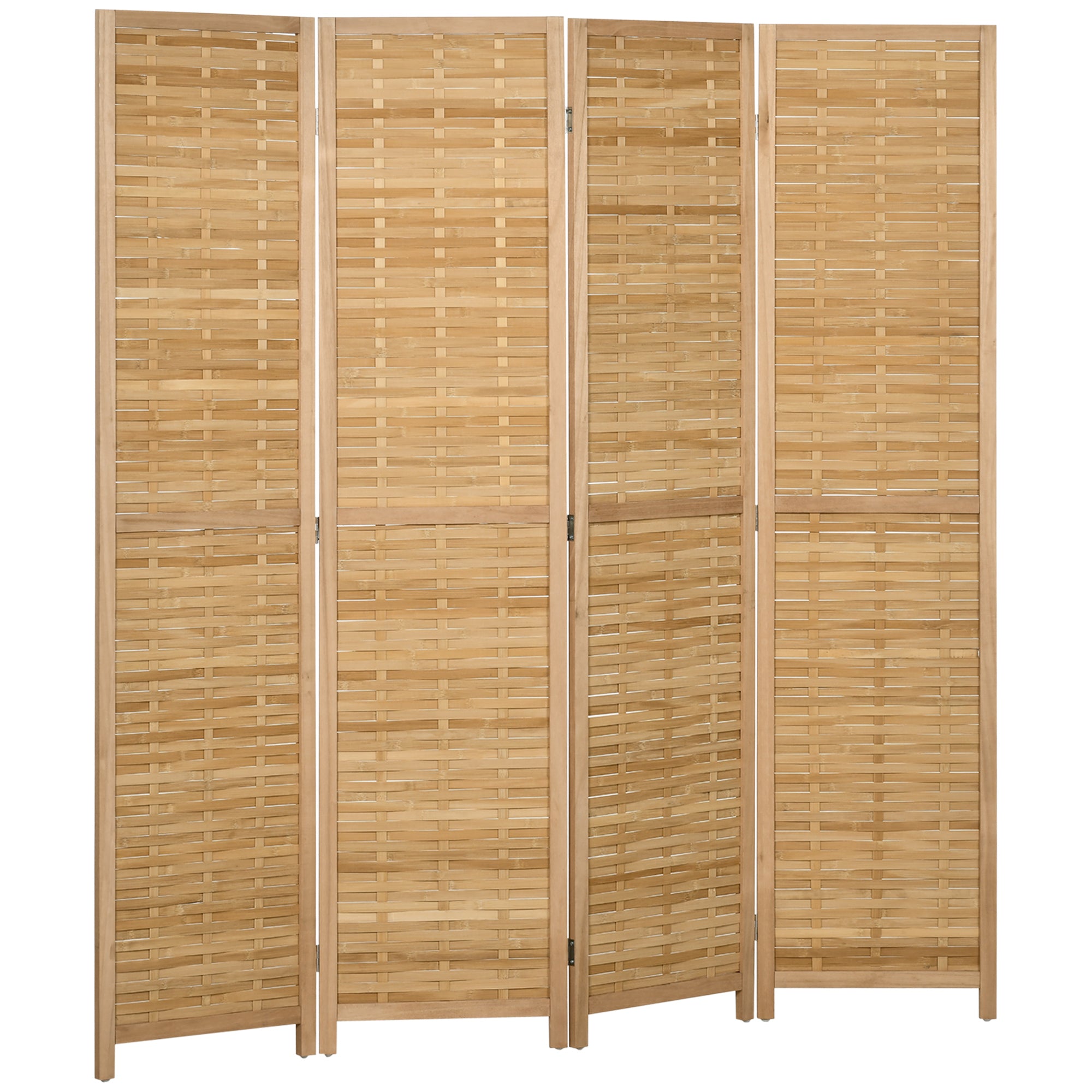 Hand Woven Room Divider 4 Panel Bamboo Folding Privacy Screen for Home Office 47.25"x67"