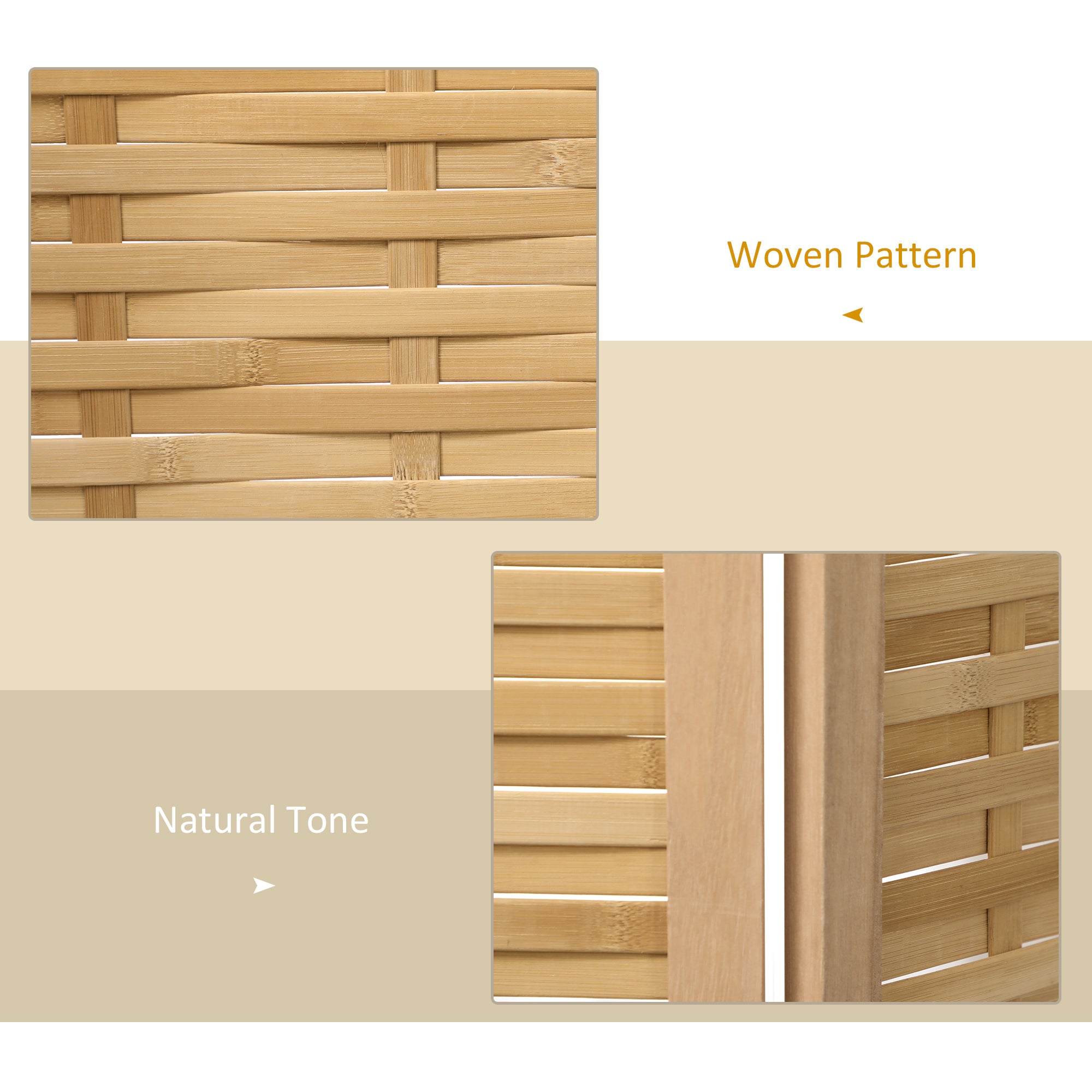 Hand Woven Room Divider 4 Panel Bamboo Folding Privacy Screen for Home Office 47.25"x67"