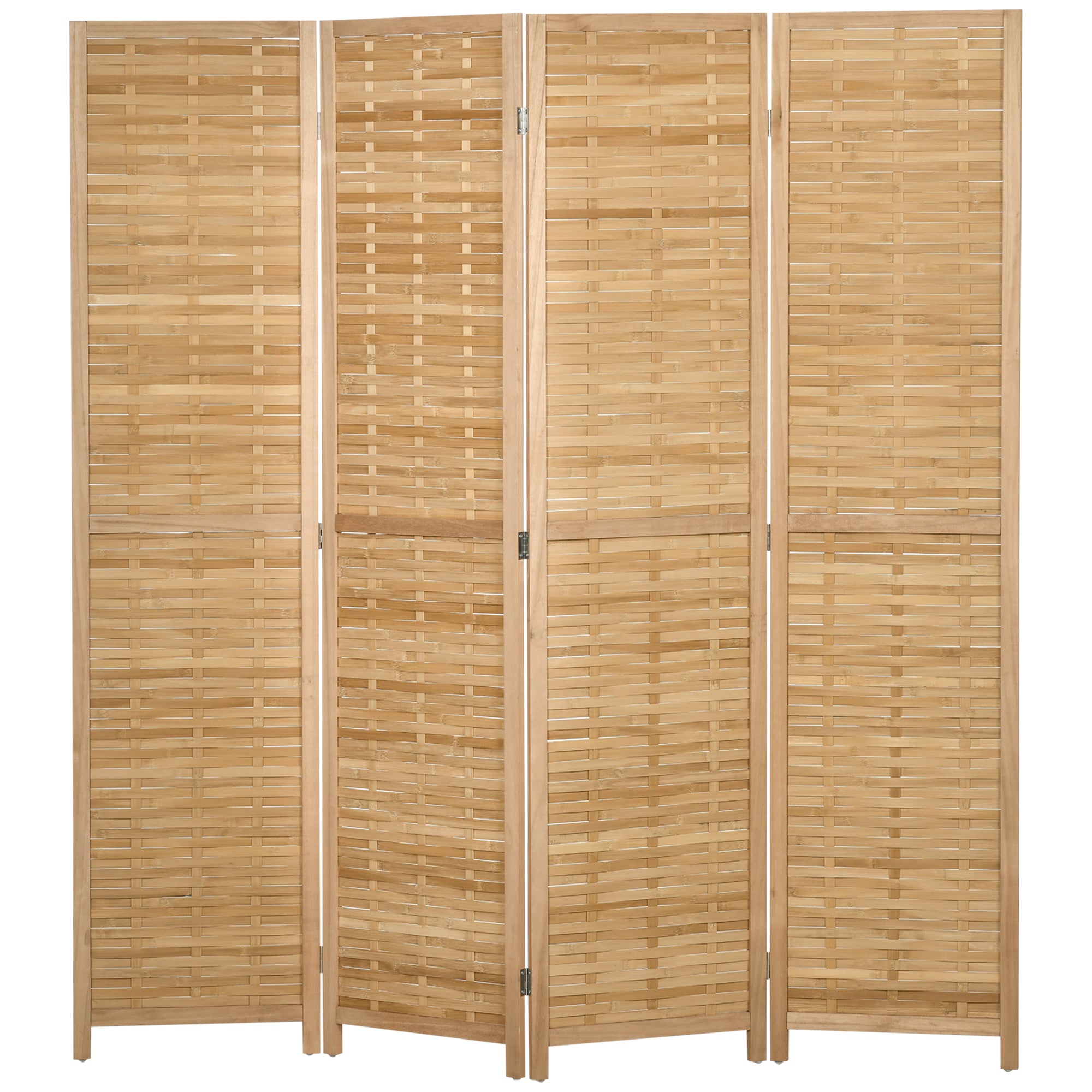 Hand Woven Room Divider 4 Panel Bamboo Folding Privacy Screen for Home Office 47.25"x67"