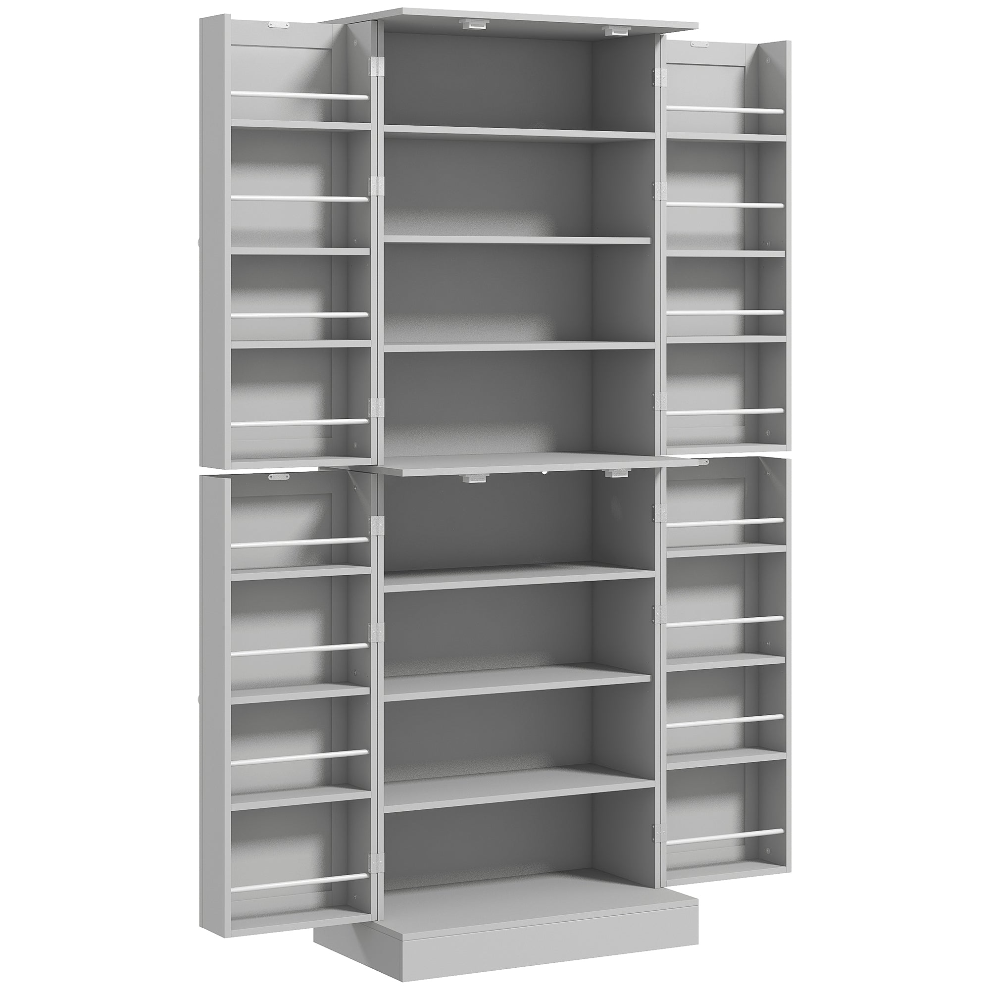 65" Kitchen Pantry Cabinet, Modern Kitchen Pantry with Doors and Shelves, Freestanding Buffet Storage Cabinet with Spice Racks for Dining Room, Grey
