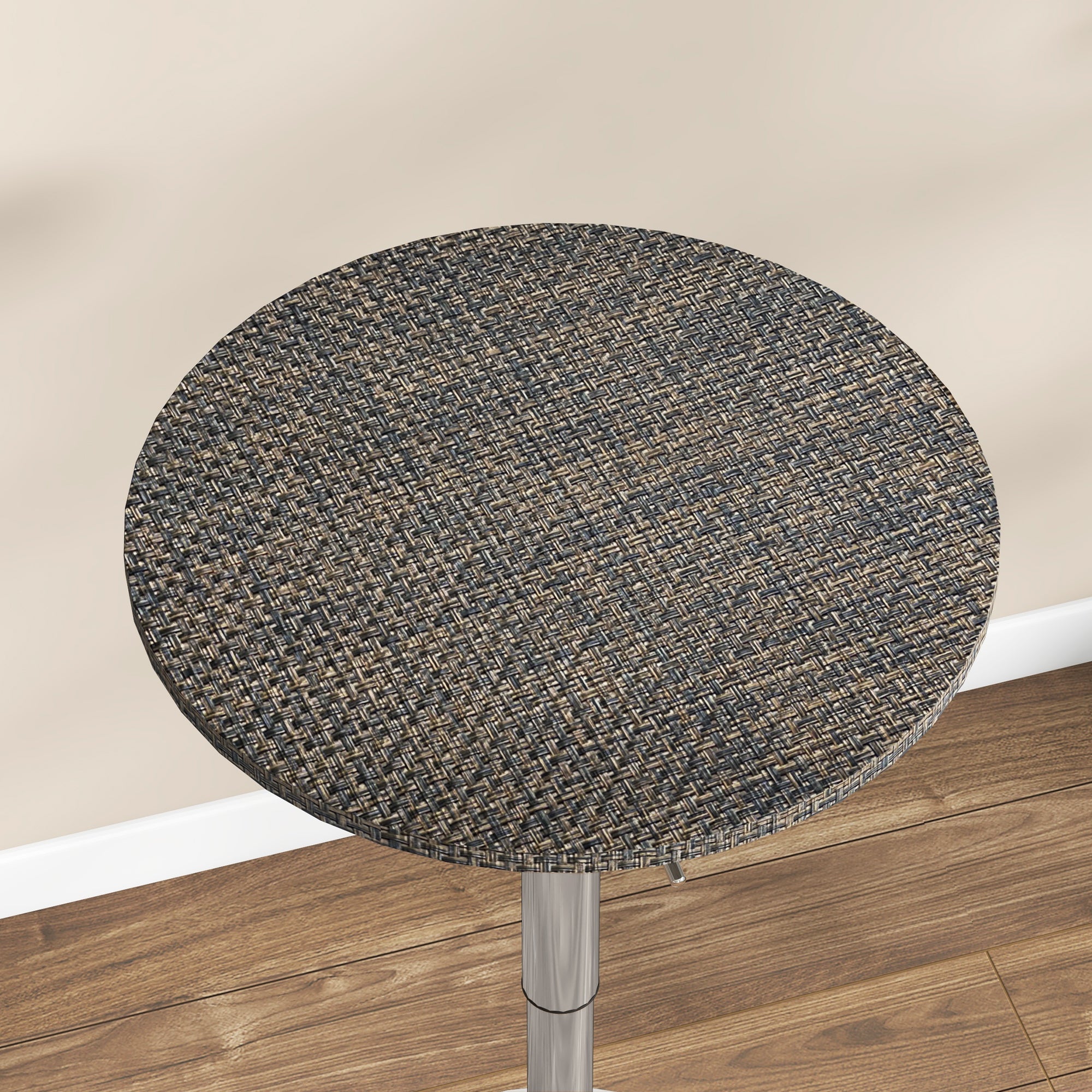 HOMCOM Round Bar Table for 2, Adjustable Pub Table with PE Rattan Top and Steel Base, Modern Bistro Table for Home Bar, Small Dining Room, Brown