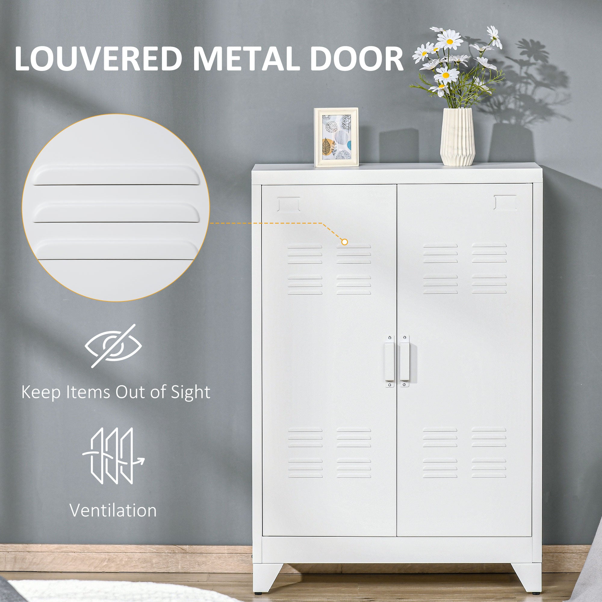 thumbnail image 2 of Metal Storage Cabinet With Lock, 71" Tall Black Garage Cabinet With 2 2 of 14