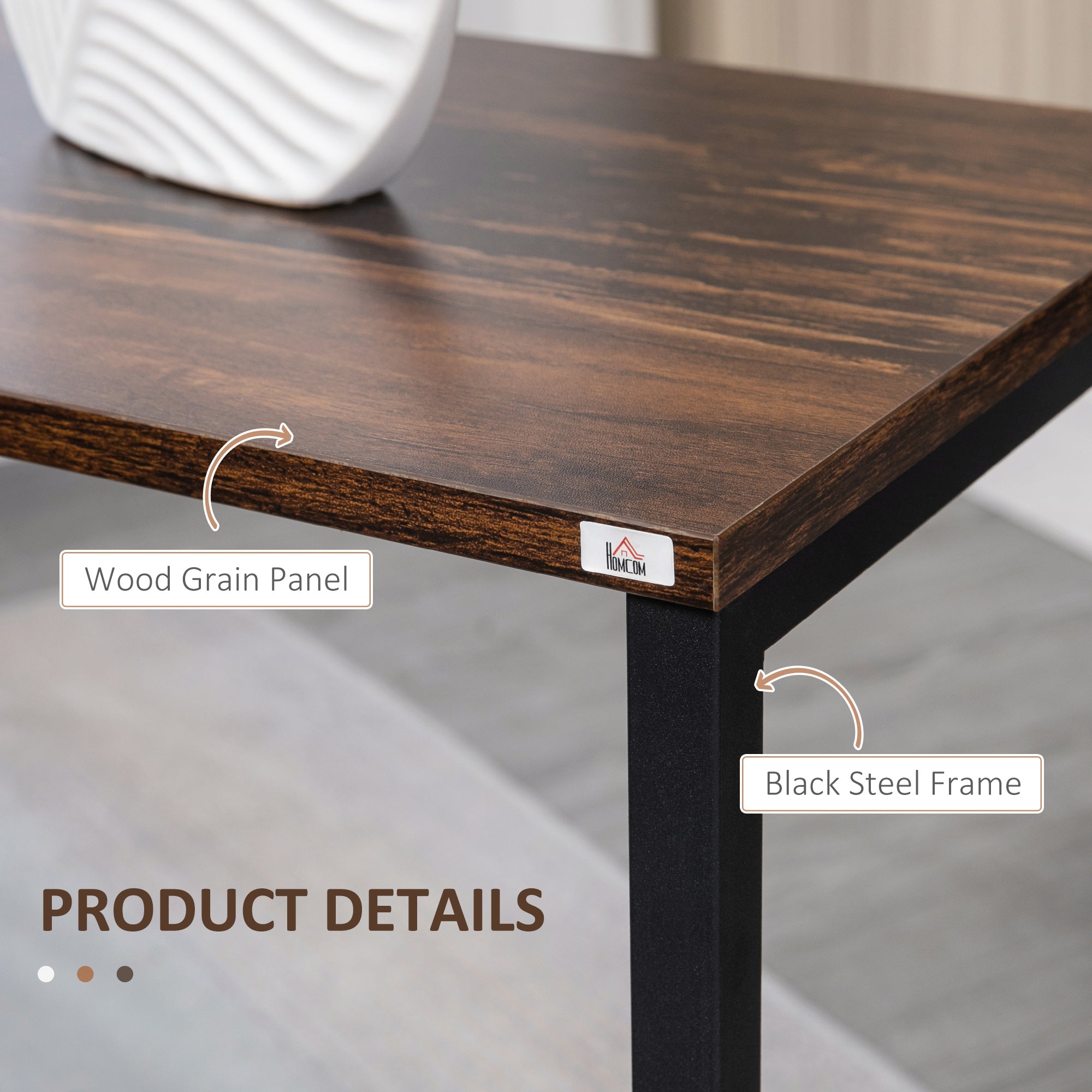 HOMCOM Nesting Side Tables Set of 3, C-Shaped Sofa Side Tables with Steel Frame for Sofa Couch and Bed, Rustic Brown