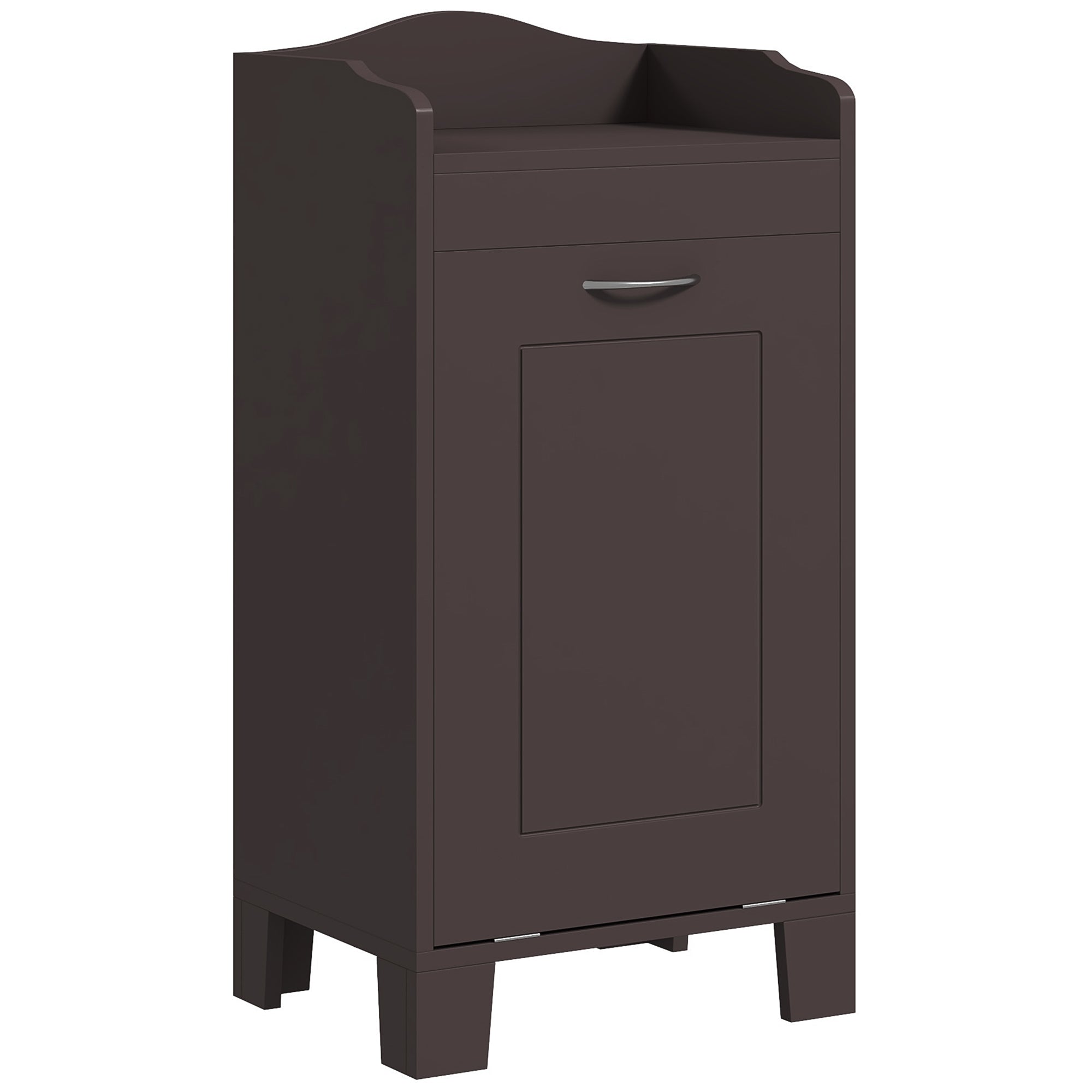 Tilt-out Laundry Storage Cabinet with Tabletop and Compartment Hamper, Coffee