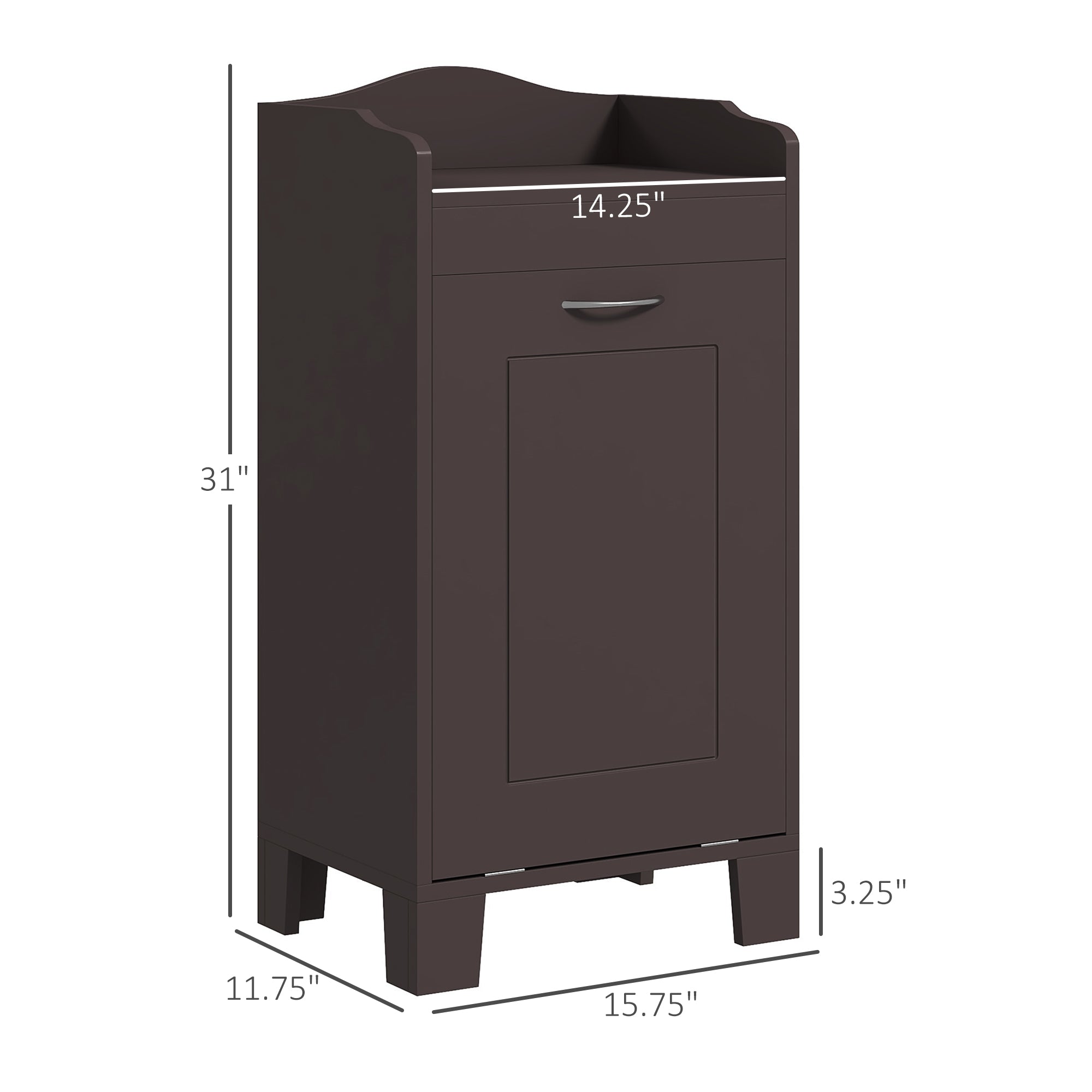 Tilt-out Laundry Storage Cabinet with Tabletop and Compartment Hamper, Coffee