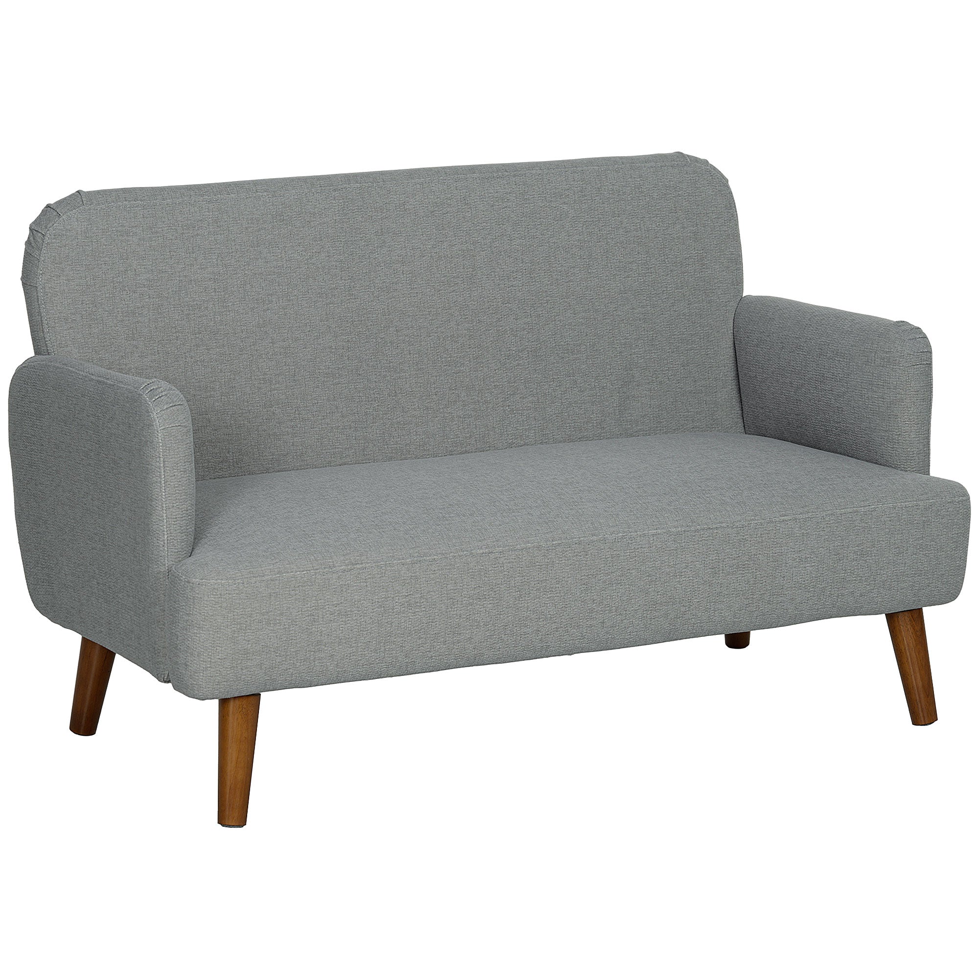 HOMCOM 2 Seater Sofa, Small Sofa Couch with 21cm Thick Padding and Wood Legs, Modern Velvet Feel Fabric Loveseat for Living Room, Bedroom, Home Office, Grey