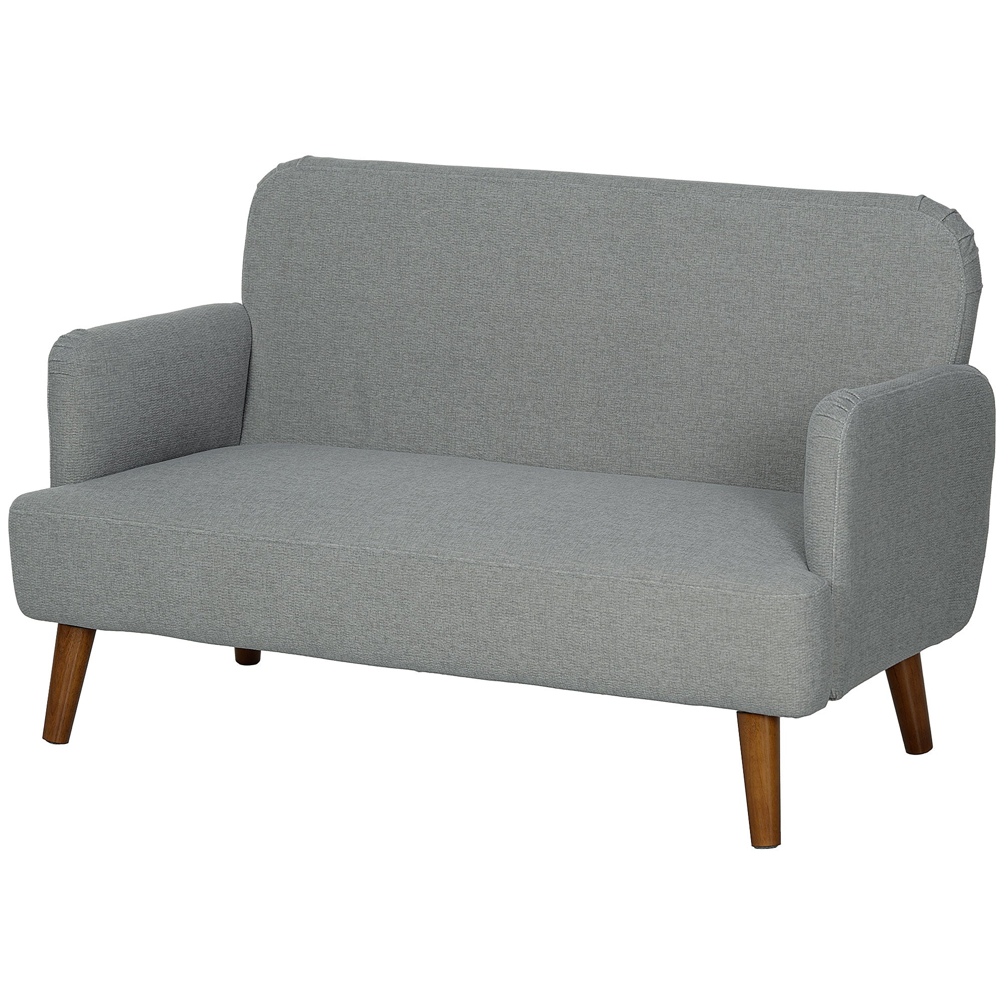 HOMCOM 2 Seater Sofa, Small Sofa Couch with 21cm Thick Padding and Wood Legs, Modern Velvet Feel Fabric Loveseat for Living Room, Bedroom, Home Office, Grey