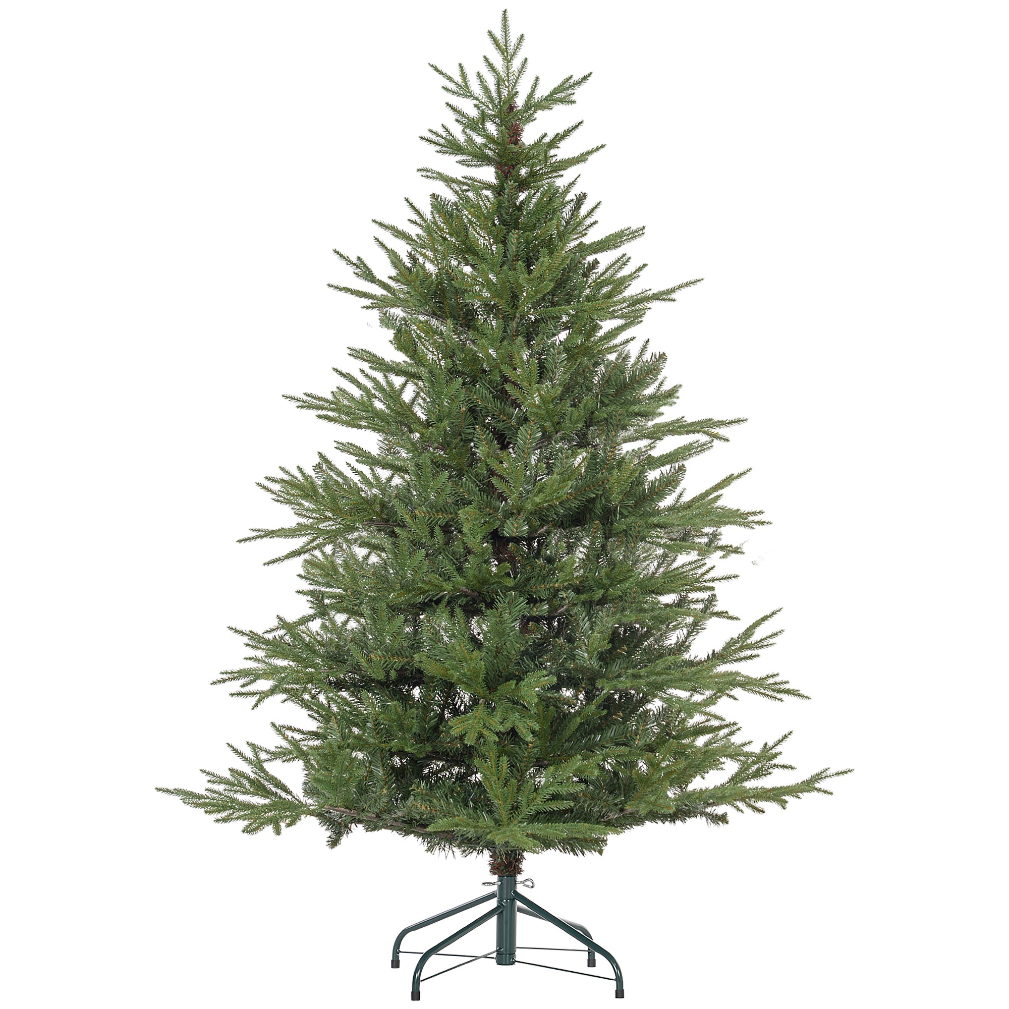 HOMCOM 5ft Artificial Christmas Tree with 1724 Tips, Metal Base, Realistic Hinged Xmas Tree, Easy to Assemble, Green