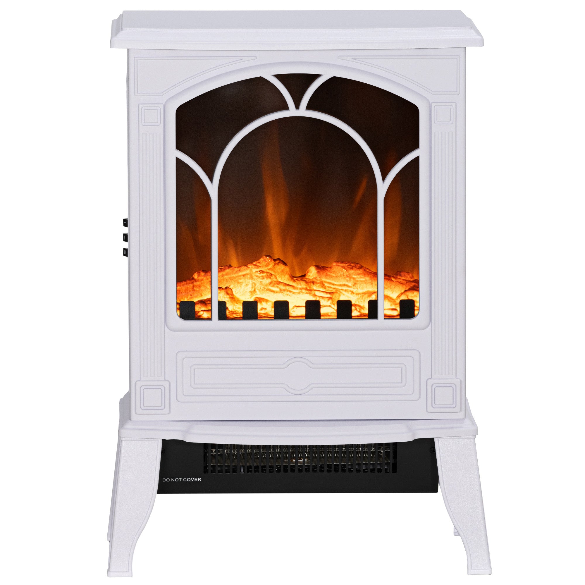 Realistic Electric Fireplace for Indoor Use 3D Flame Freestanding Stove 750W/1500W White