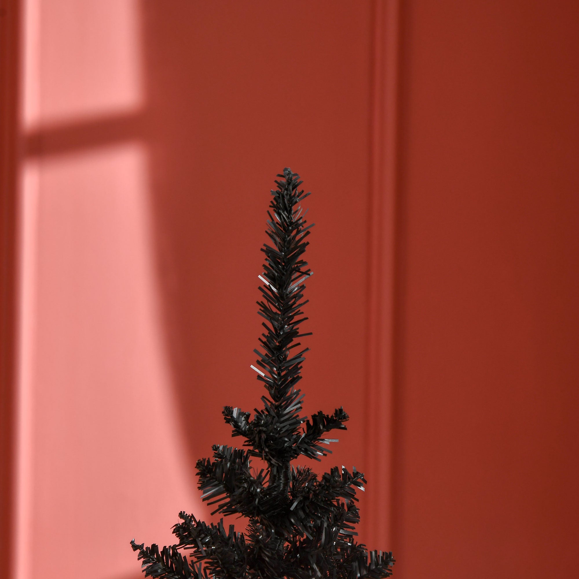 5' Artificial Pencil Christmas Tree Slim Xmas Tree with 294 Realistic Branch Tips and Stand Black