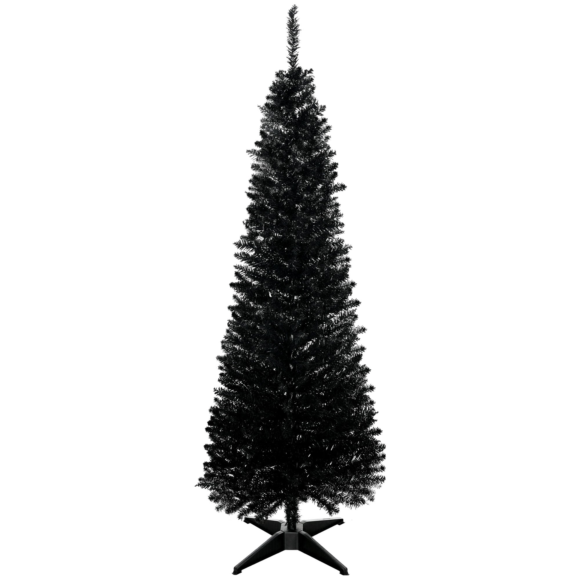 5' Artificial Pencil Christmas Tree Slim Xmas Tree with 294 Realistic Branch Tips and Stand Black