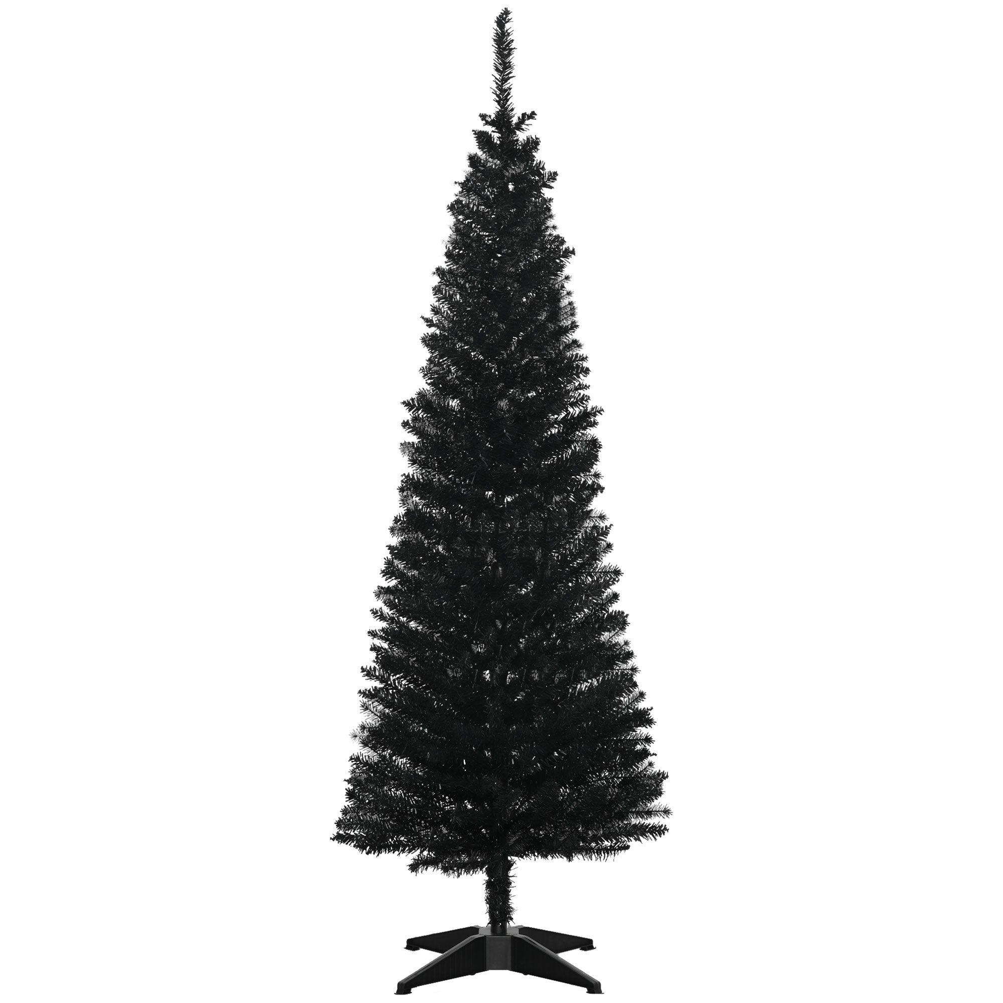 5' Artificial Pencil Christmas Tree Slim Xmas Tree with 294 Realistic Branch Tips and Stand Black