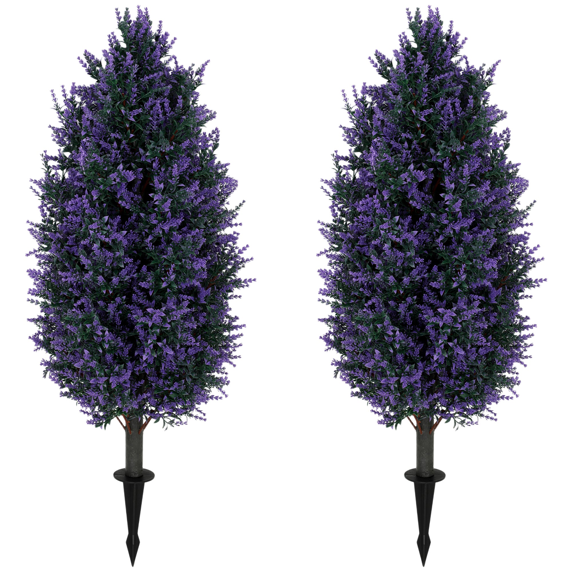 Set of 2 90 cm Artificial Lavender Flowers with Stakes and 642 Blossoms, Greenery Shrub, Indoor Outdoor Fake Plants for Home Office, Living Room, Garden, Patio Decor