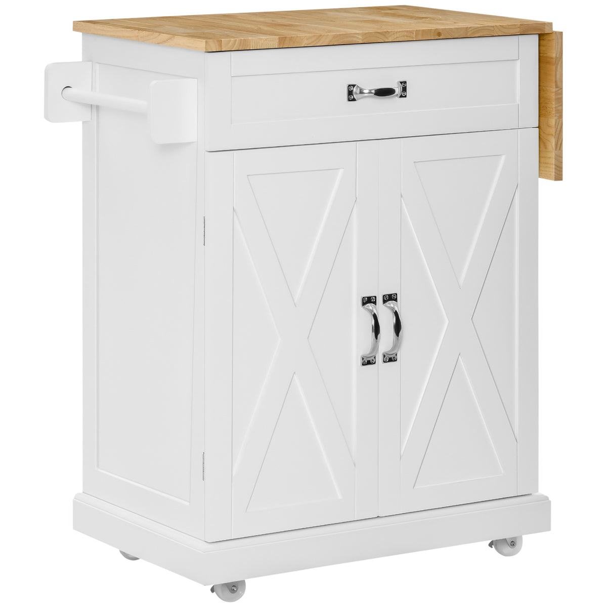 Foldable Kitchen Island with Storage - White | HOMCOM