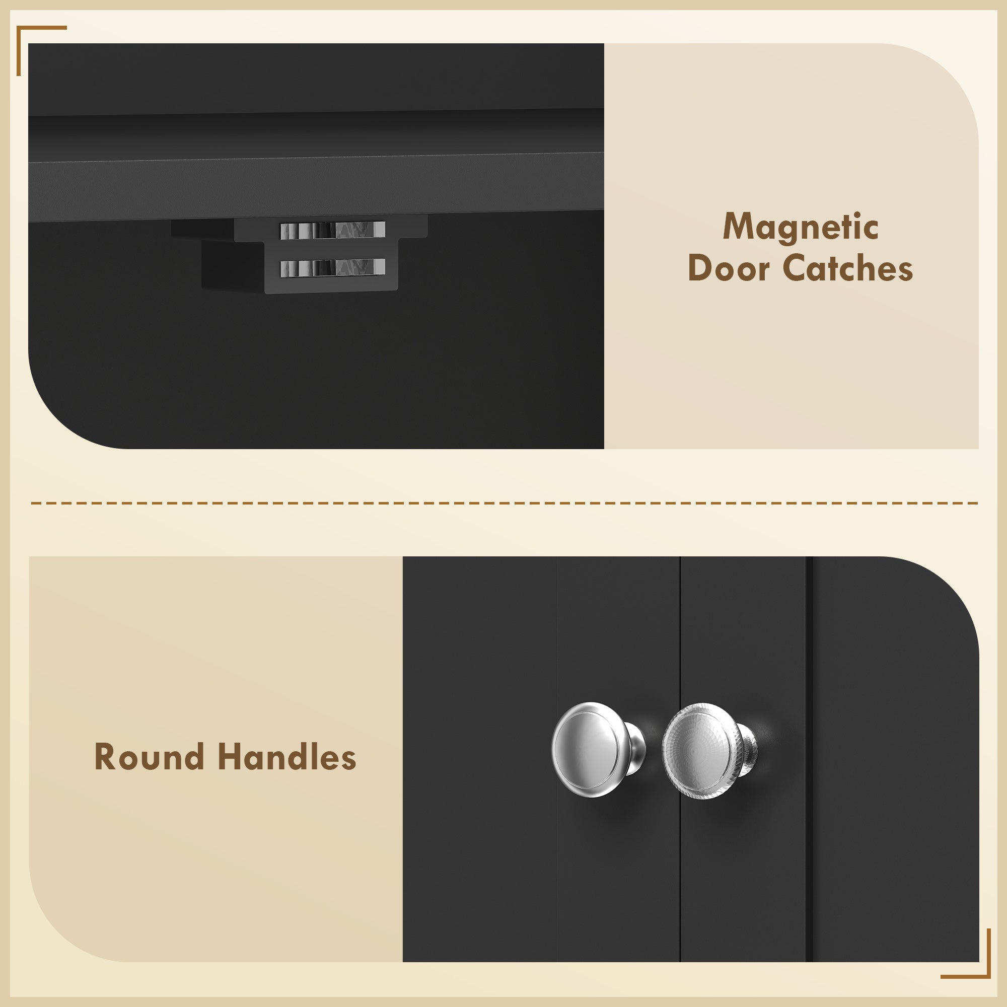 65" Kitchen Pantry Cabinet, Modern Storage Cabinet with Doors and Shelves, Freestanding Cupboard for Dining Room, Black