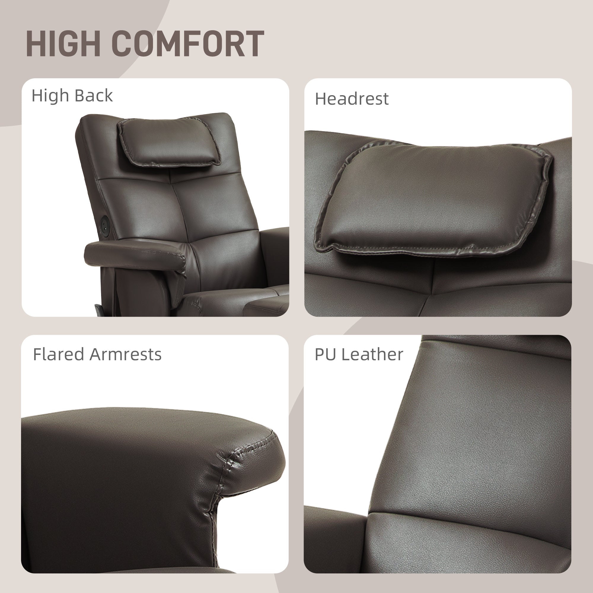 HOMCOM Massage Recliner Chair with Footstool, Upholstered Armchair with Adjustable Backrest, Remote Control, Hidden Storage and Charger for Living Room, Bedroom, Dark Brown