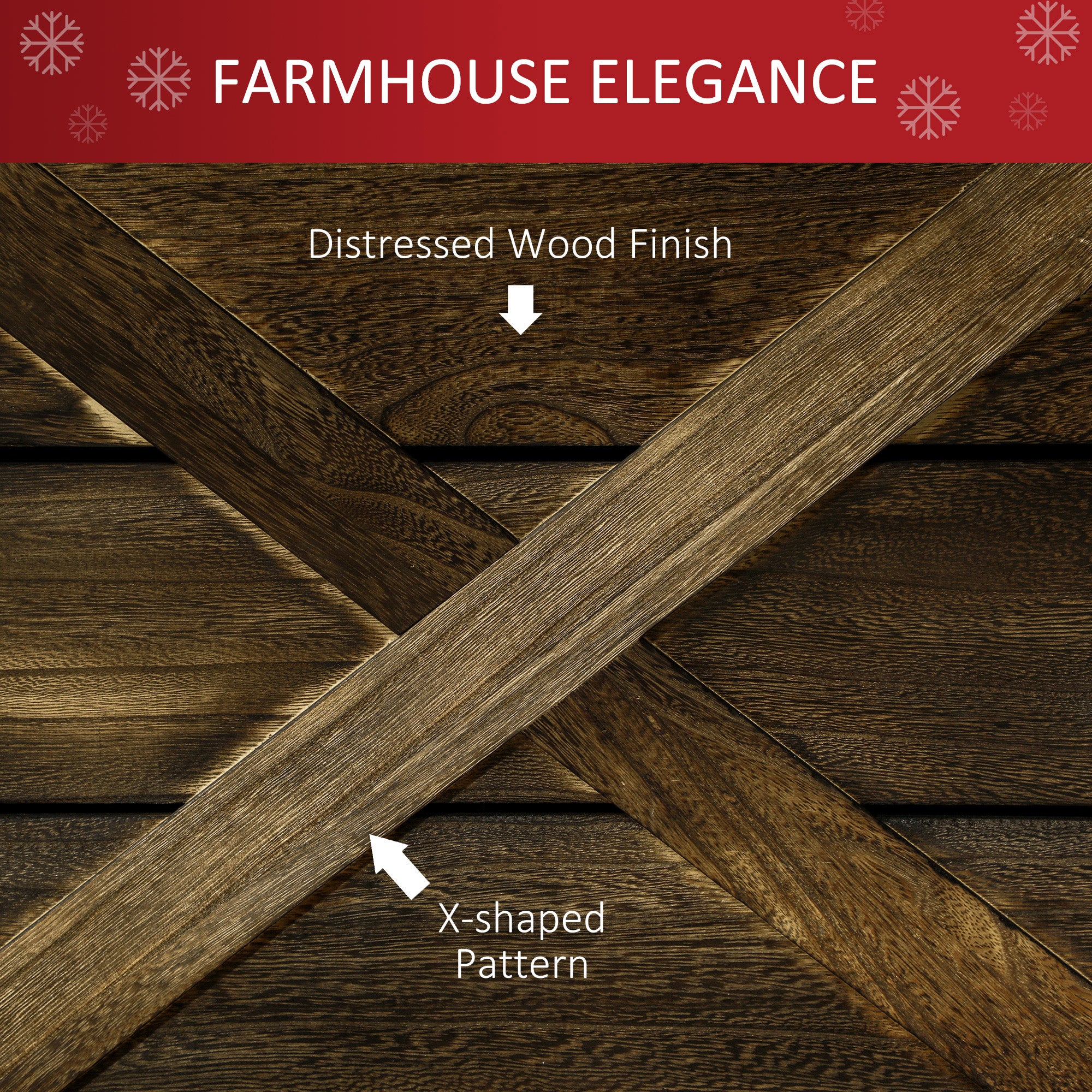 28" Farmhouse Christmas Tree Base Cover Wooden Christmas Tree Collar Box Home Decoration, Dark Distressed Wood Finish