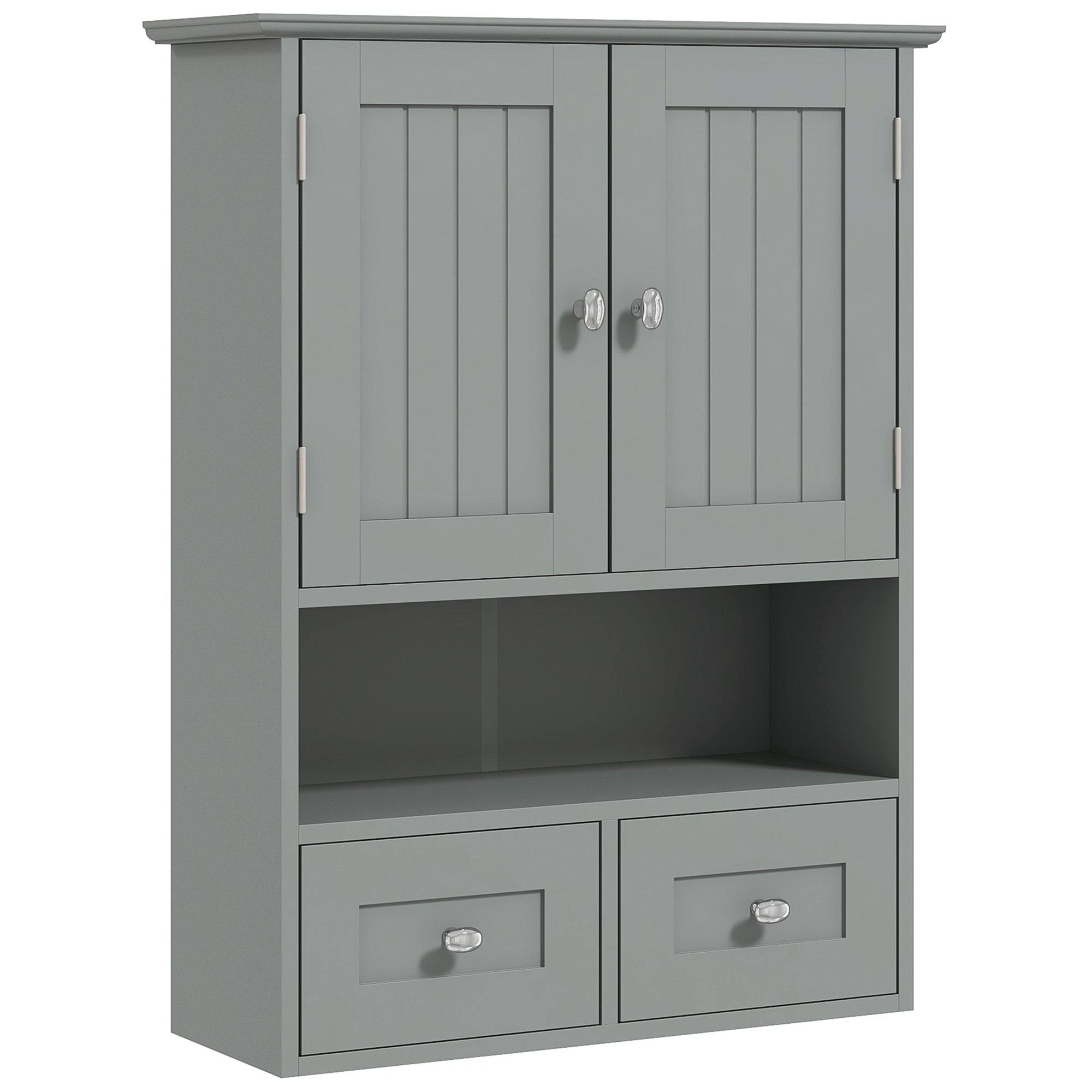 kleankin Bathroom Wall Cabinet, Medicine Cabinet, Over Toilet Storage Cabinet with Shelf and Drawers for Hallway, Living Room, Grey