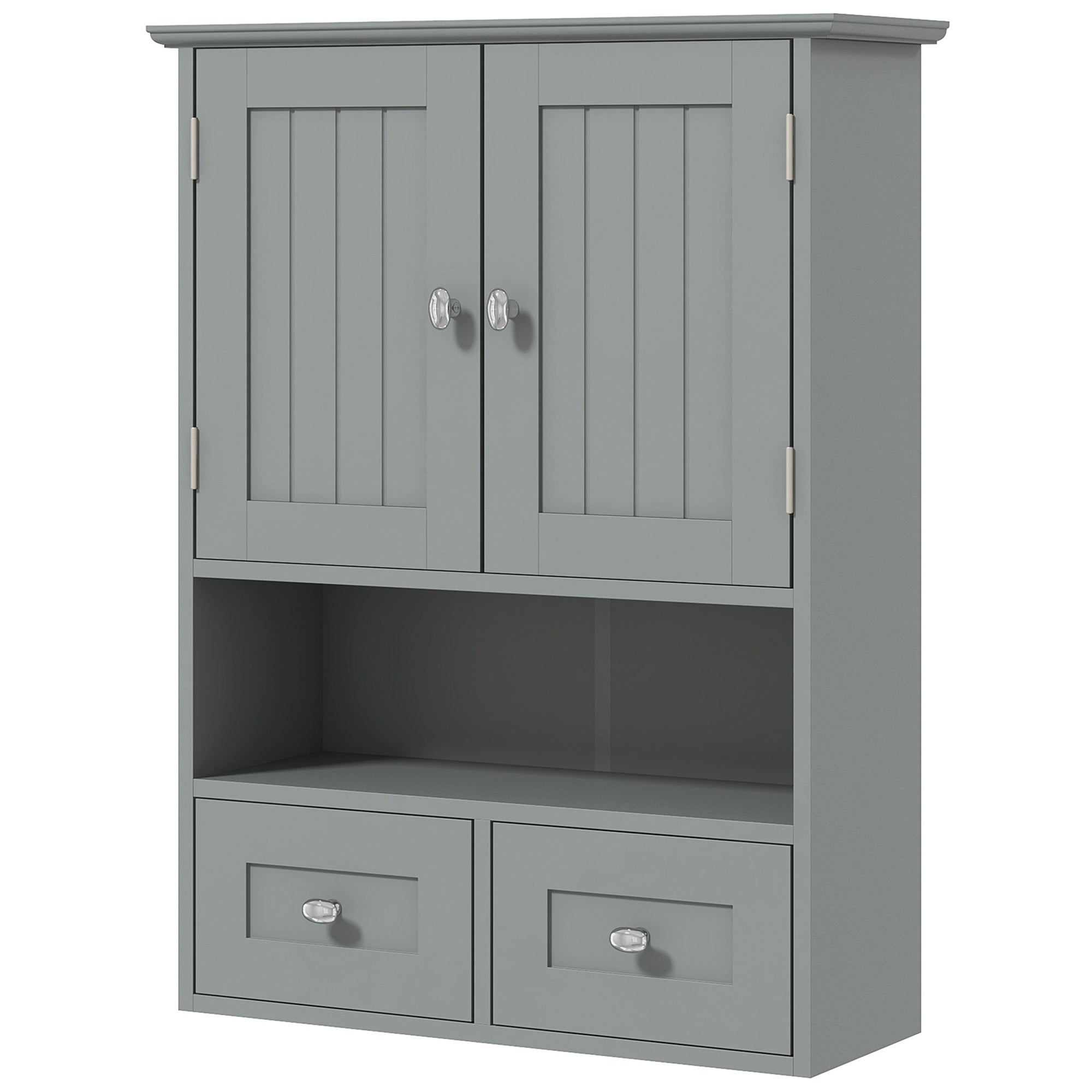 kleankin Bathroom Wall Cabinet, Medicine Cabinet, Over Toilet Storage Cabinet with Shelf and Drawers for Hallway, Living Room, Grey