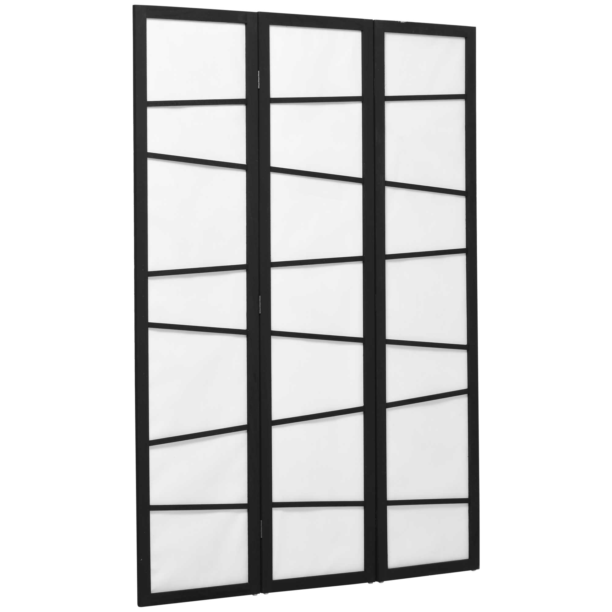 HOMCOM 3 Panel Wood Room Divider, 5.6ft Folding Privacy Screen, Freestanding Wall Partition Divider, White